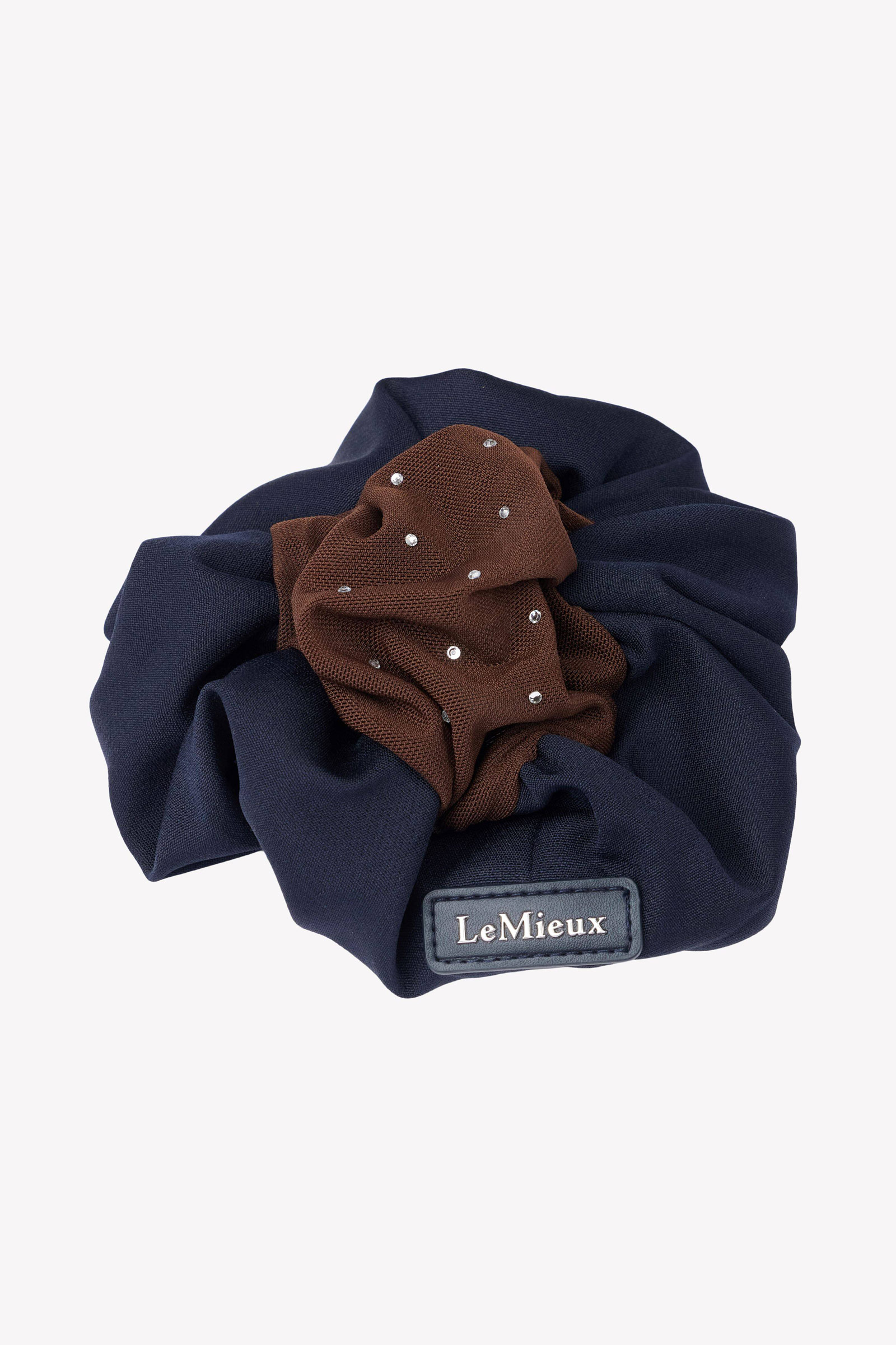 Navy/Brown LeMieux Scrunchie with Crystal Hair Net