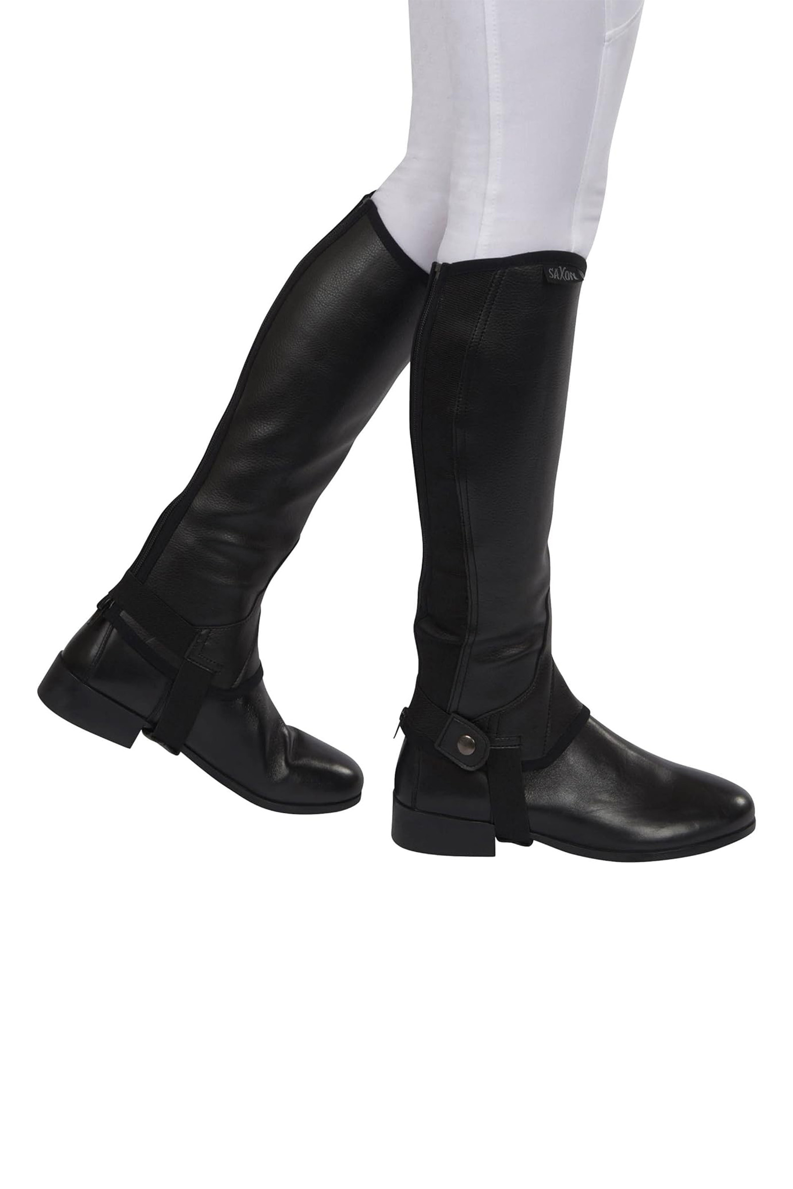 Black Saxon Equileather Half Chaps, Adult