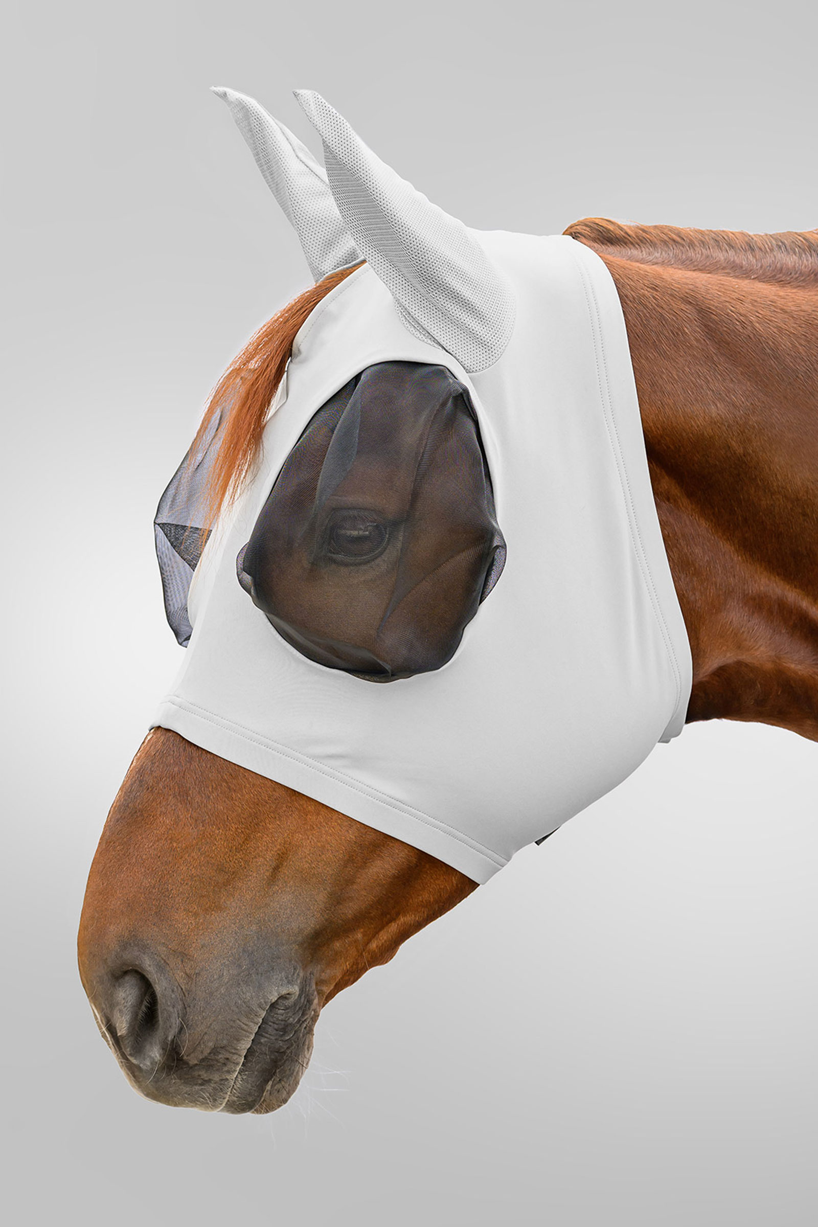 Silver Grey Waldhausen Flex Puck Fly Mask With UV-Protection