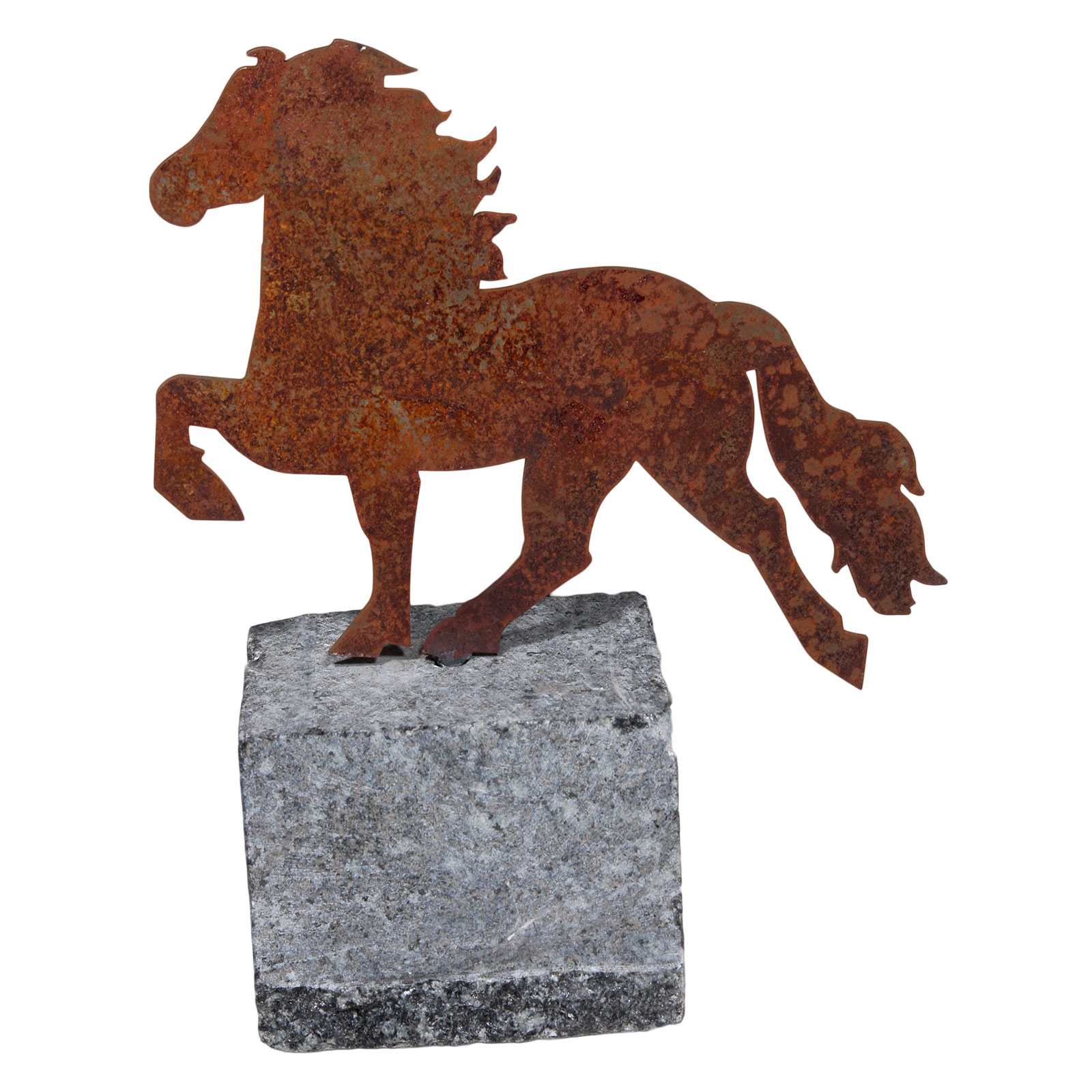 Karlslund Steel horse w. granite stone