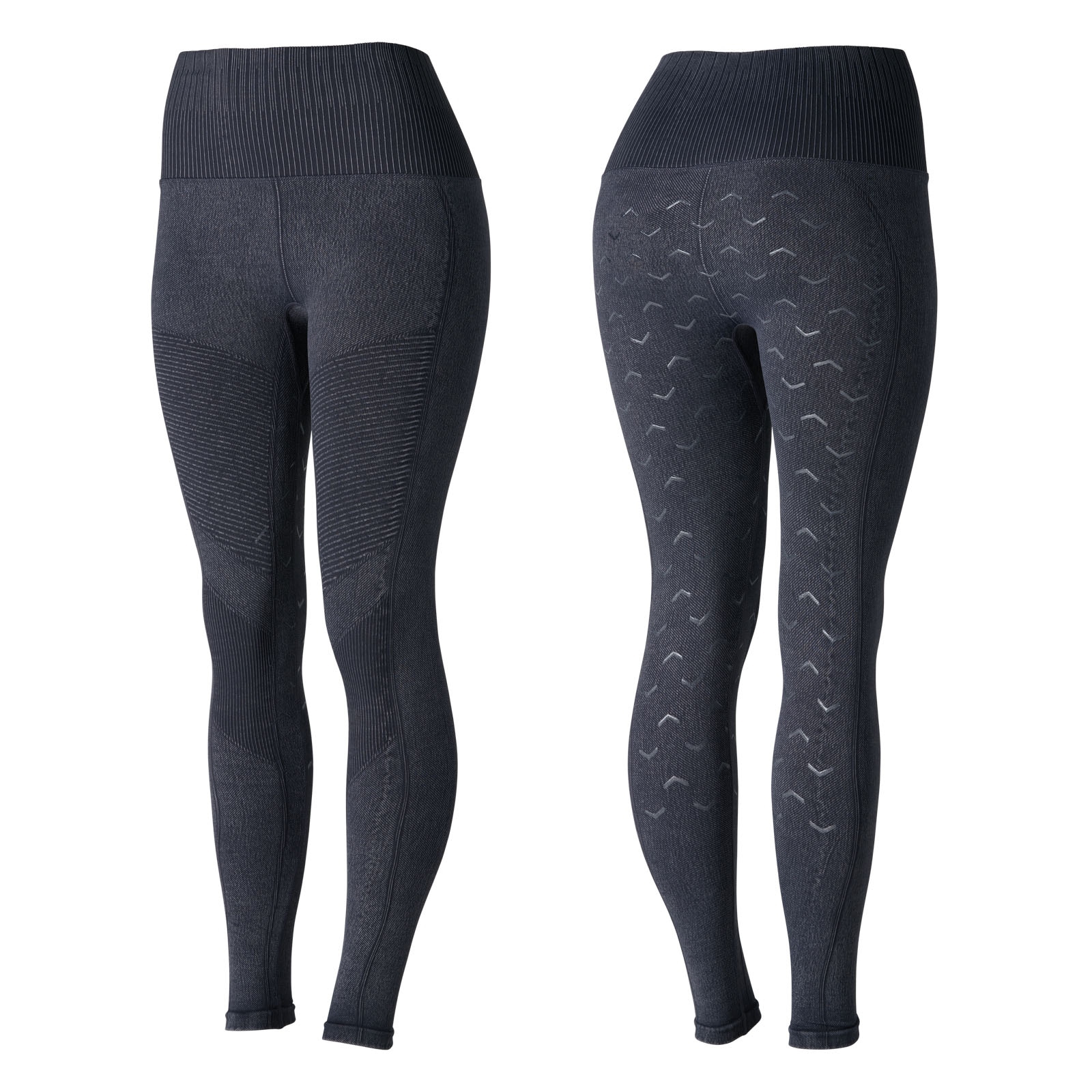Denim Blue Horze Vanessa Women's Seamless Denim-Look Silicone Full Seat Tights