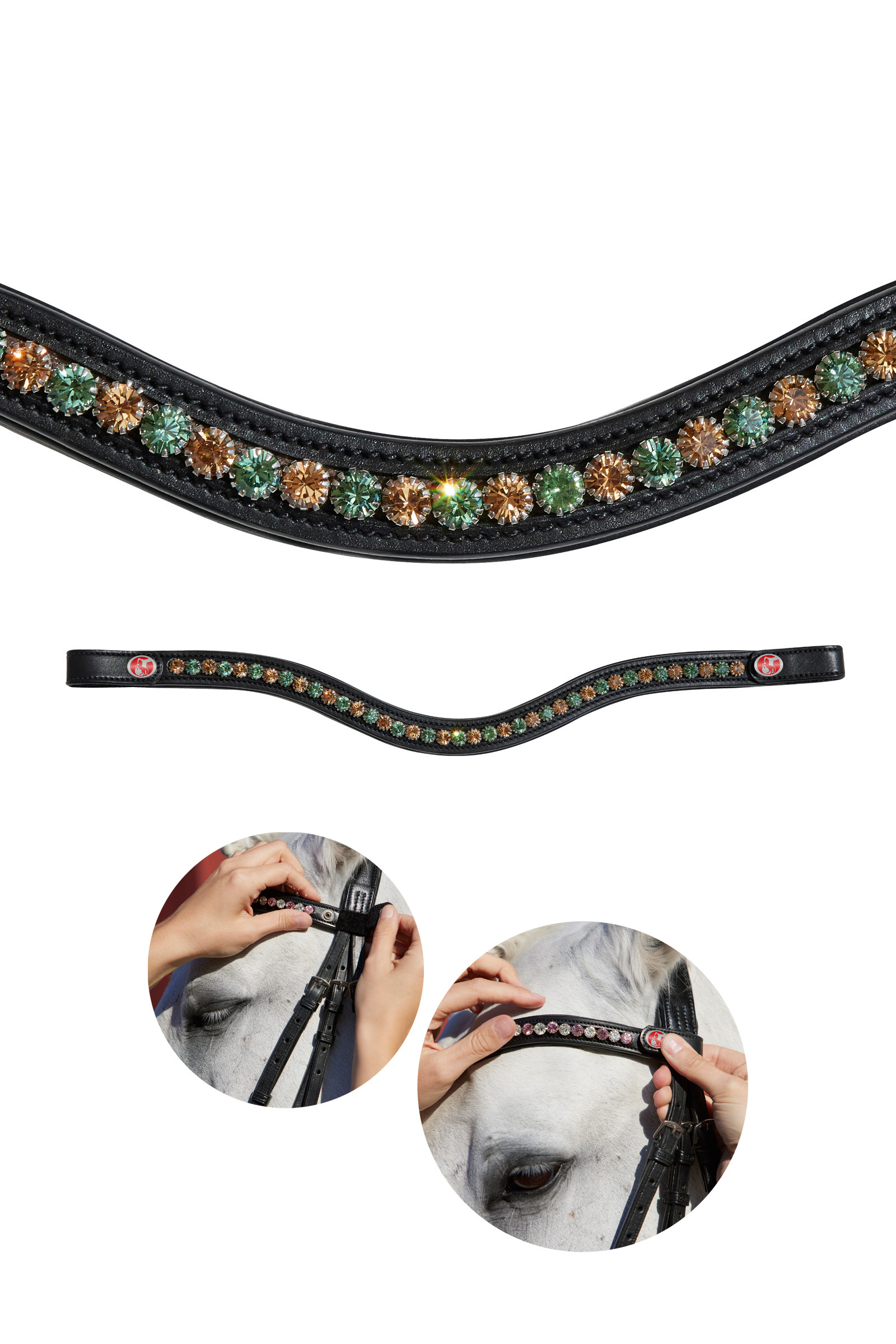 Black/Dark Green Kieffer FlexiLoop® Crystal Browband