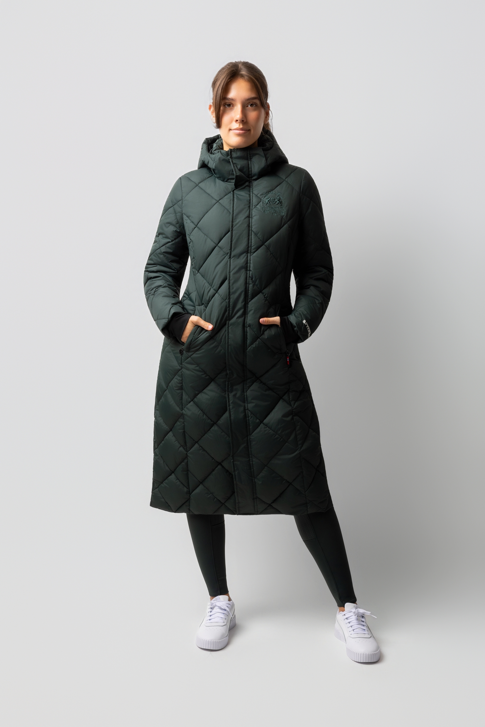 Scarab green B Vertigo Gem Long Padded Coat