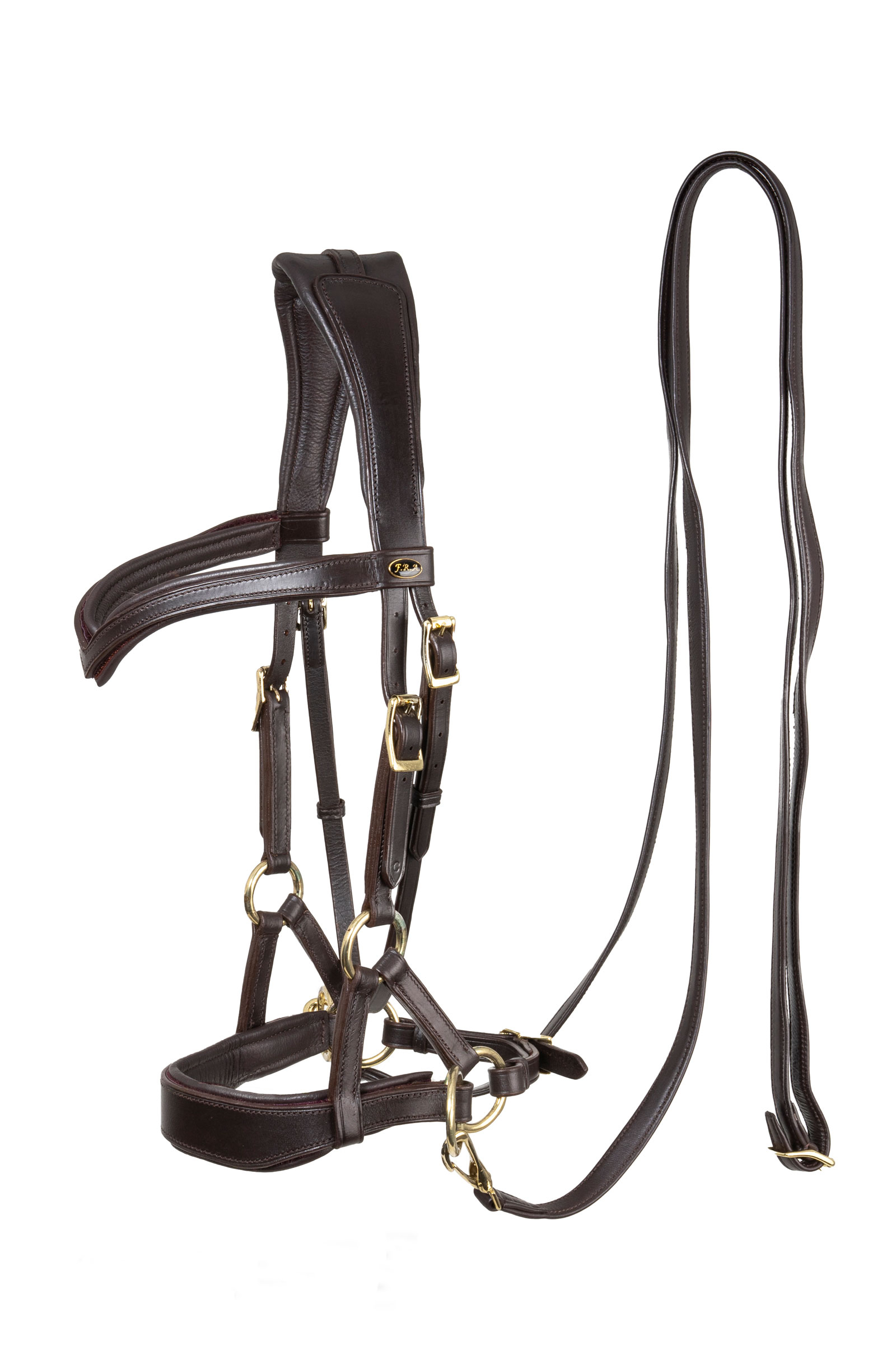 Brown F.R.A. Freedom Riding Articles Aruba Bitless Bridle With Reins (System 3)