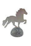 Karlslund Decorative horse, stainless steel on polished granite stone