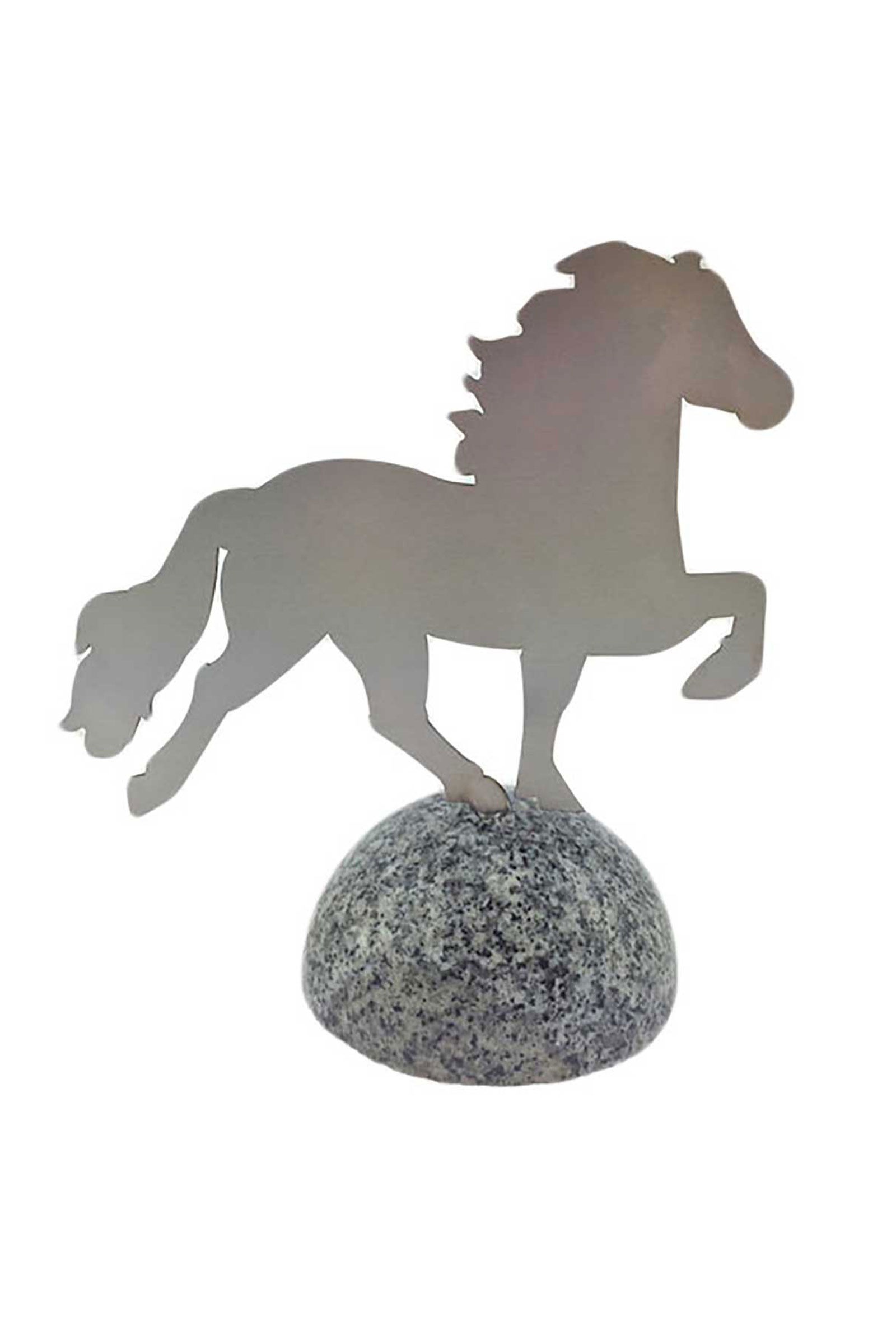 Karlslund Decorative horse, stainless steel on polished granite stone