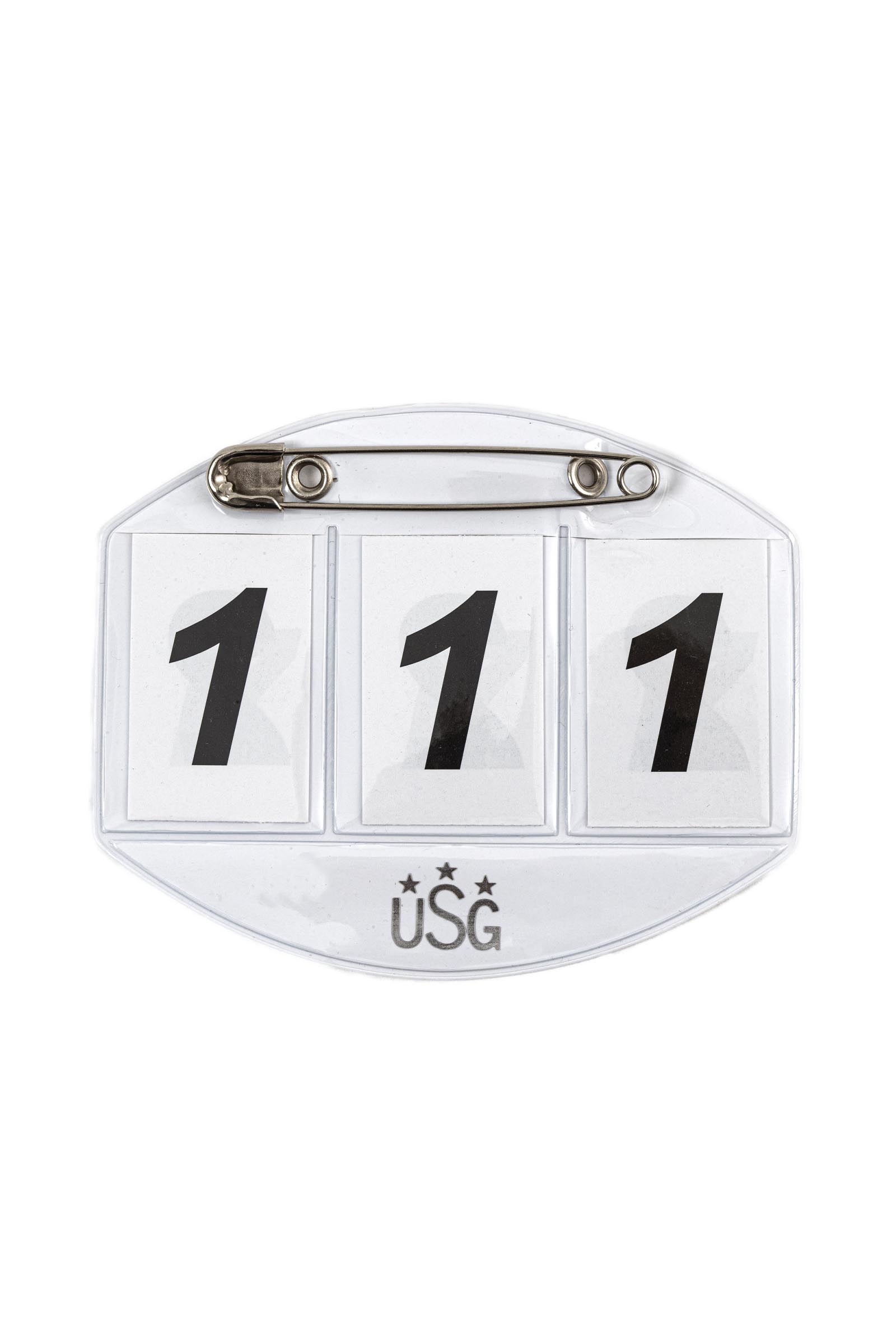 White USG 3-Digit Horse Starting Number With Safety pin