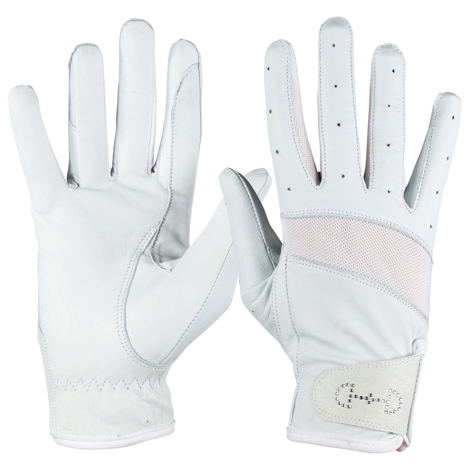 White Horze Women's Leather Mesh Riding Gloves