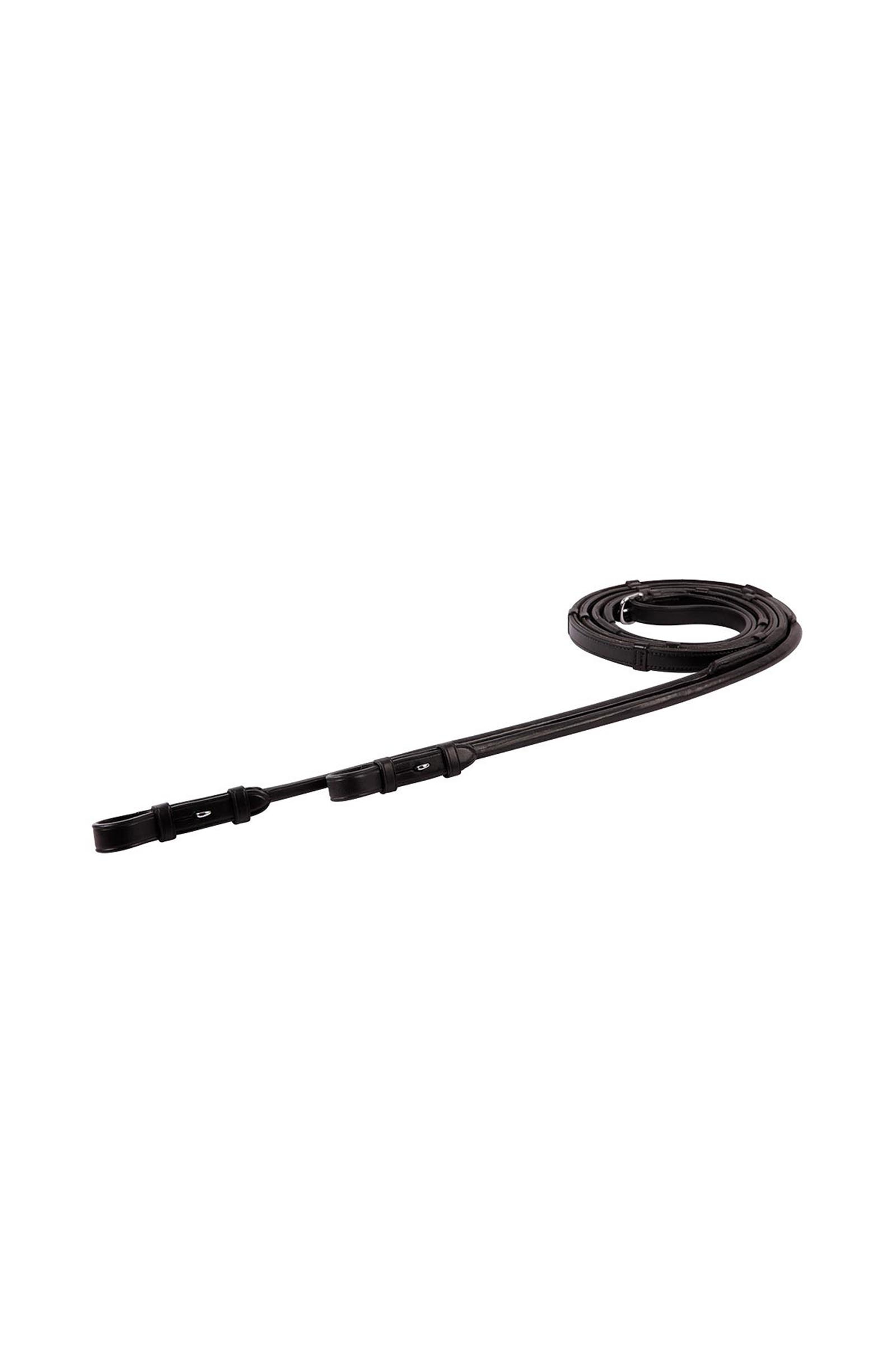 Black/Silver BR Leather Grip Reins With Stops, 16 mm