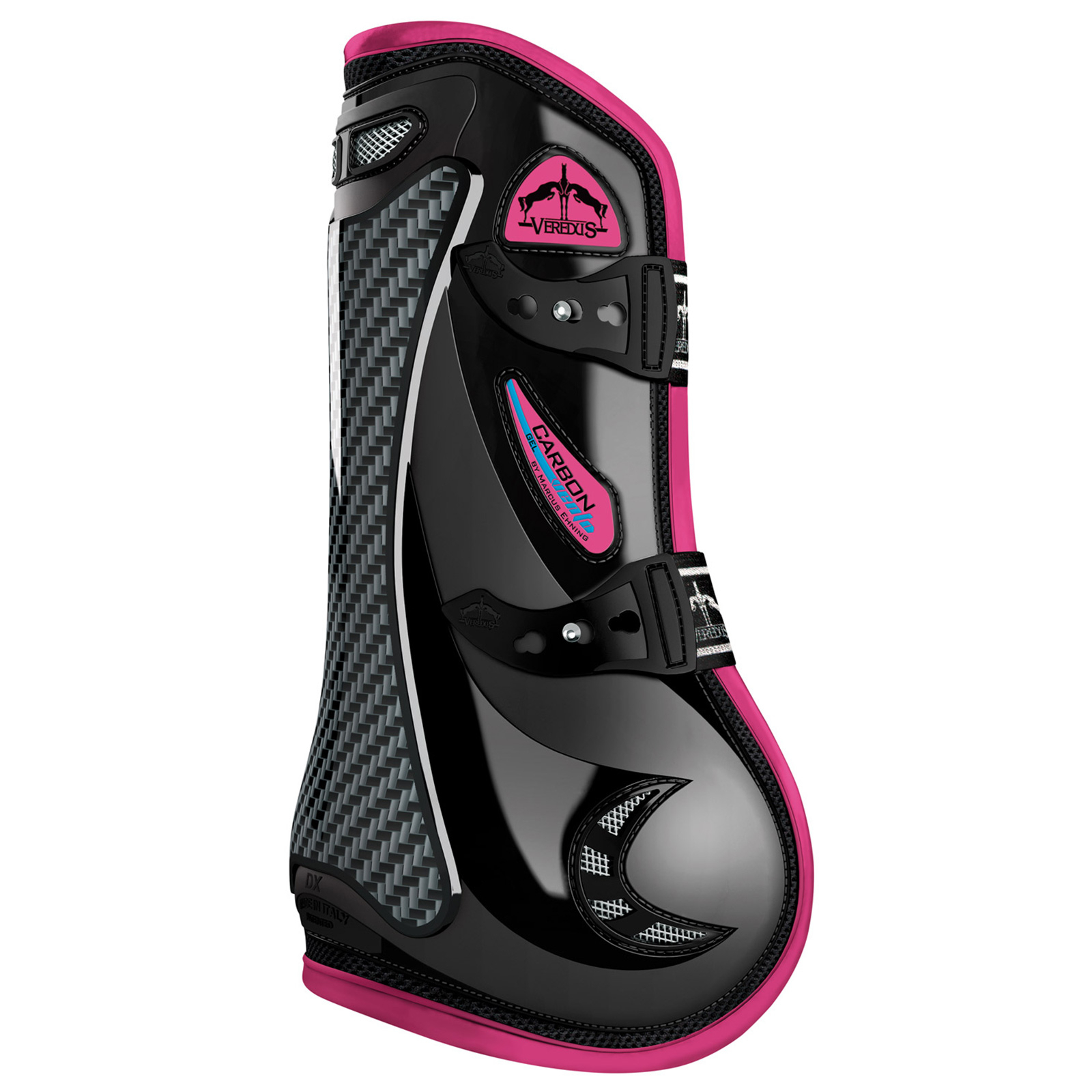 Black/Pink Veredus Carbon Gel Vento Colored Front, Tendon Boot