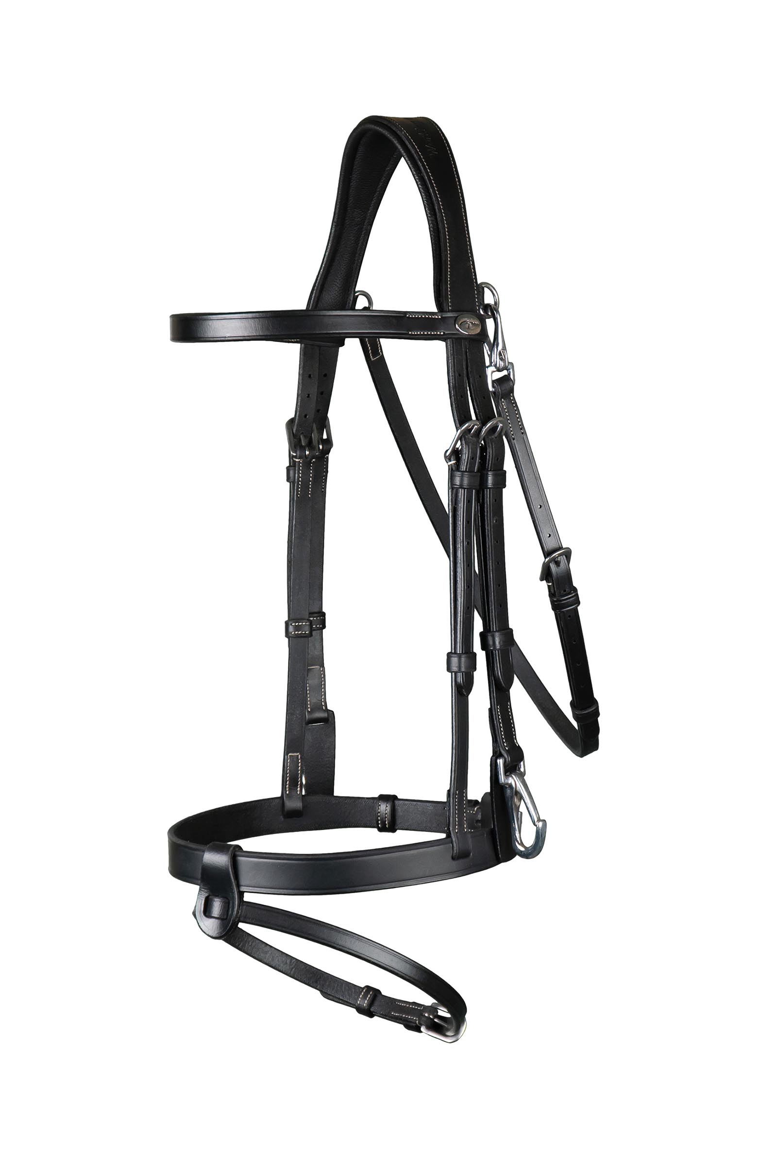 Black Dy'on Working Flat Leather Bridle With Snap Hooks 