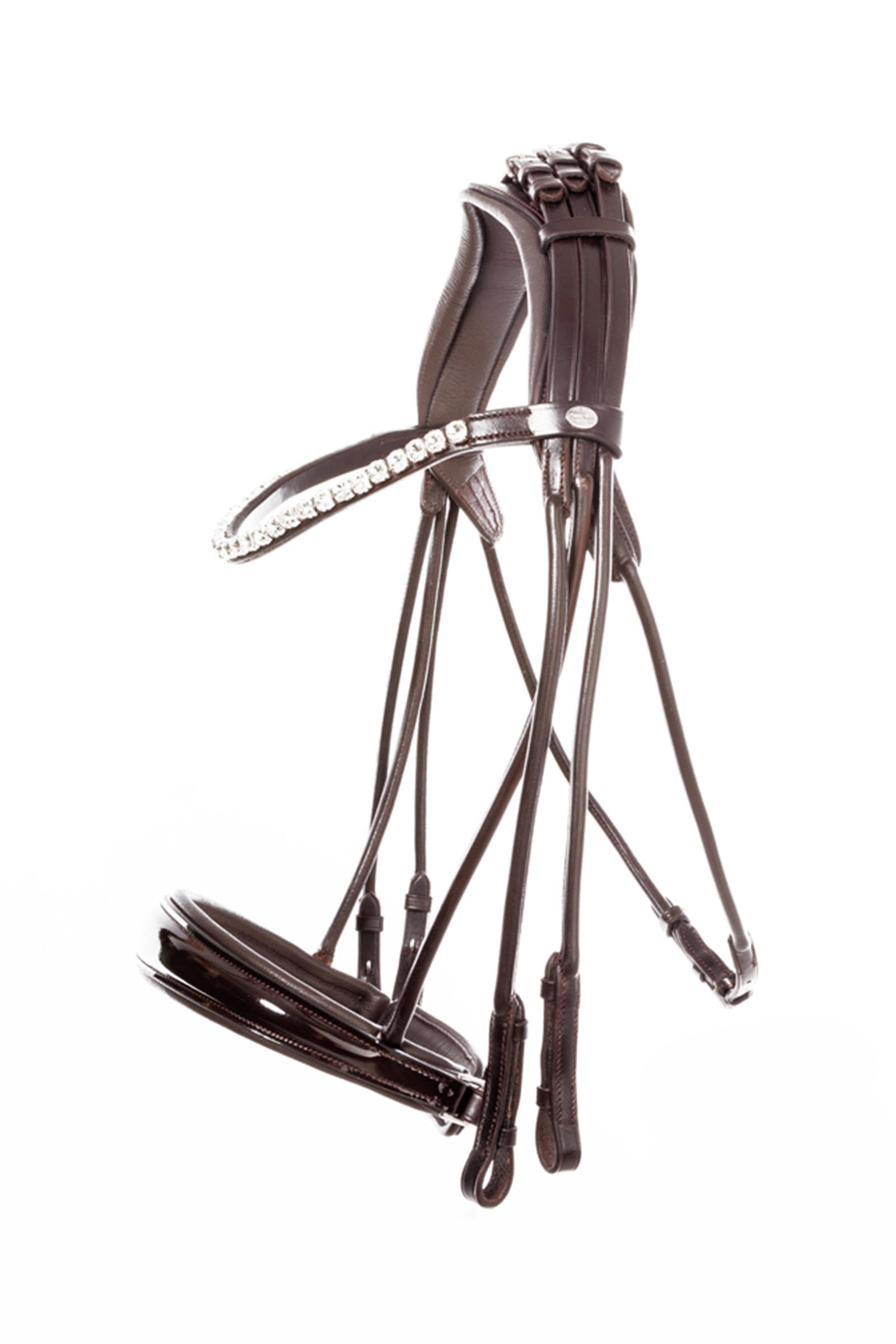 Brown-Patent/Brown Kavalkade Fleur Double Bridle