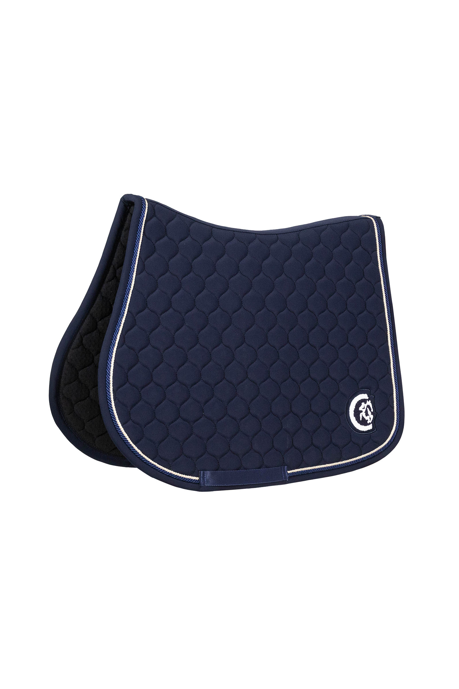 navy Kentucky Horsewear Jumping Saddle Pad onion quilt 3D logo