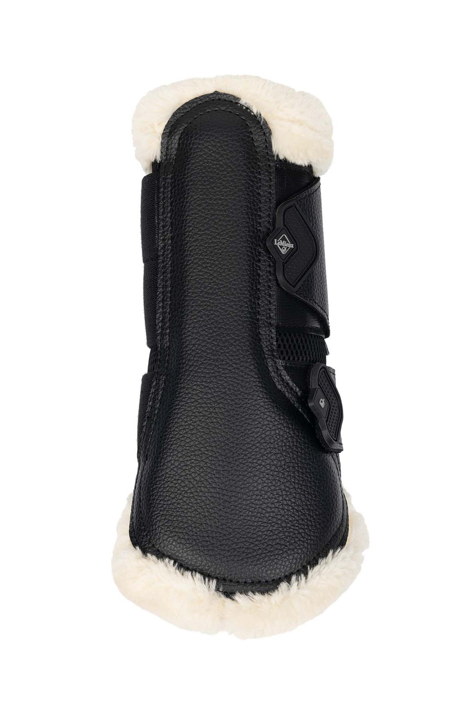 Black/Natural LeMieux Mesh Brushing Boots With Fleece Edging