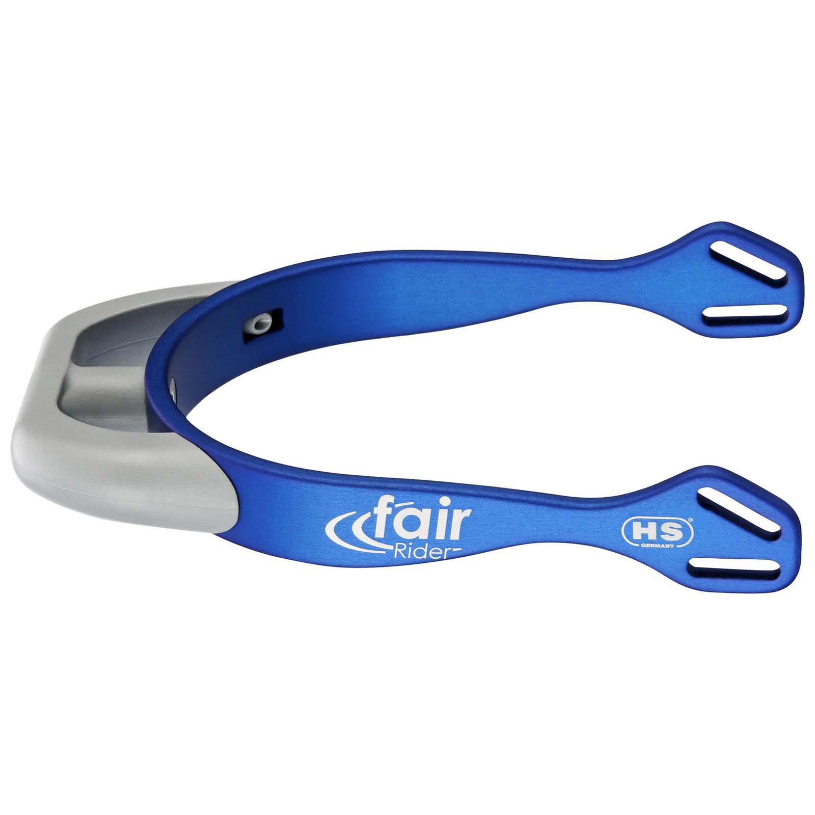 Blue/Smoke Grey Sprenger FairRider Aluminium Spurs with Flat Neck 20mm