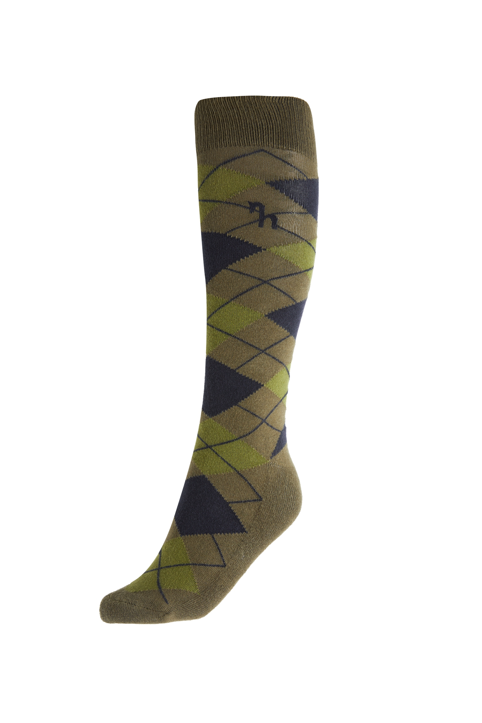 Dark Olive Green/Dark Navy Horze Alana Checked Winter Riding Socks
