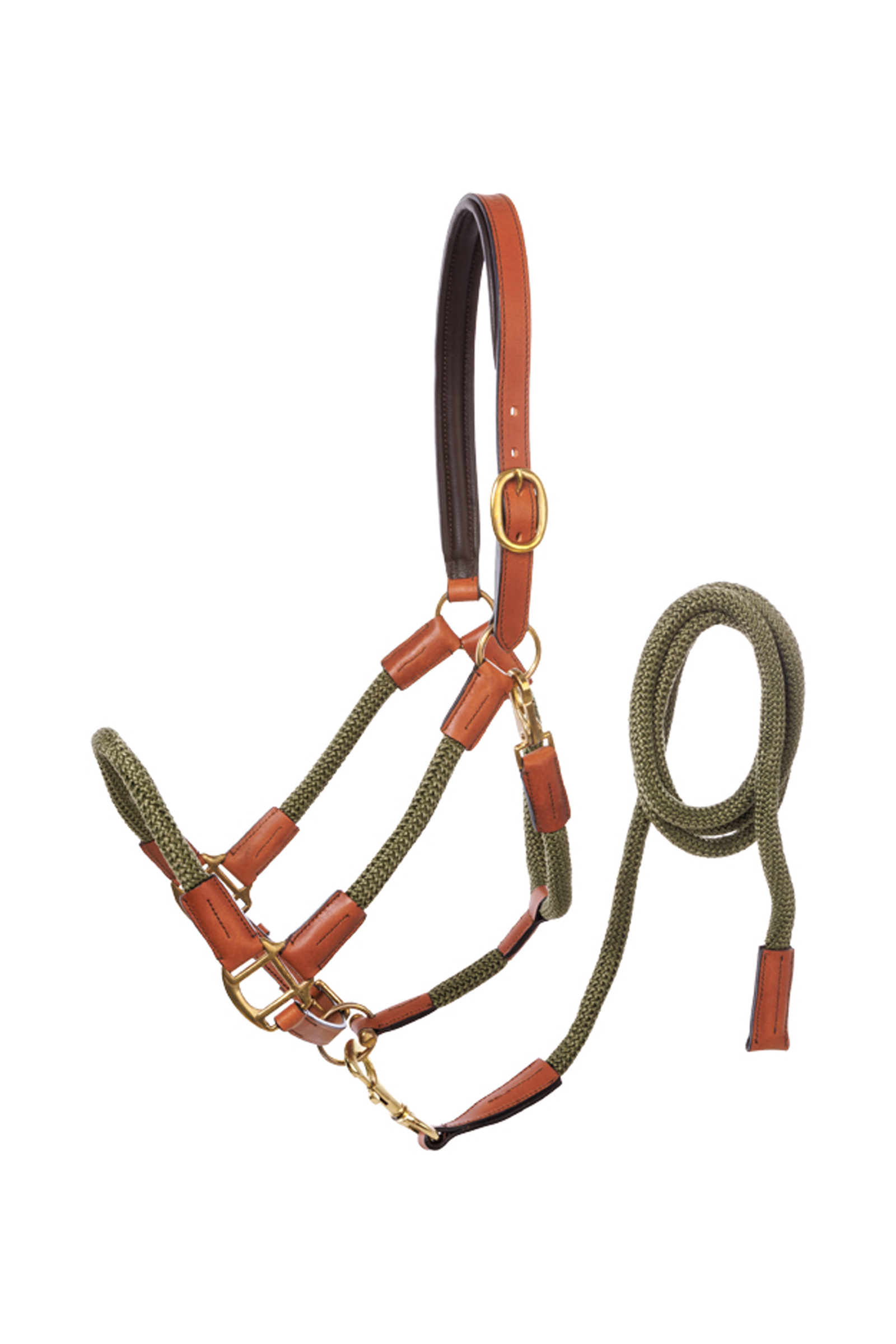 cognac/khaki Kavalkade Cavo Rope-Halter with Lead Rope