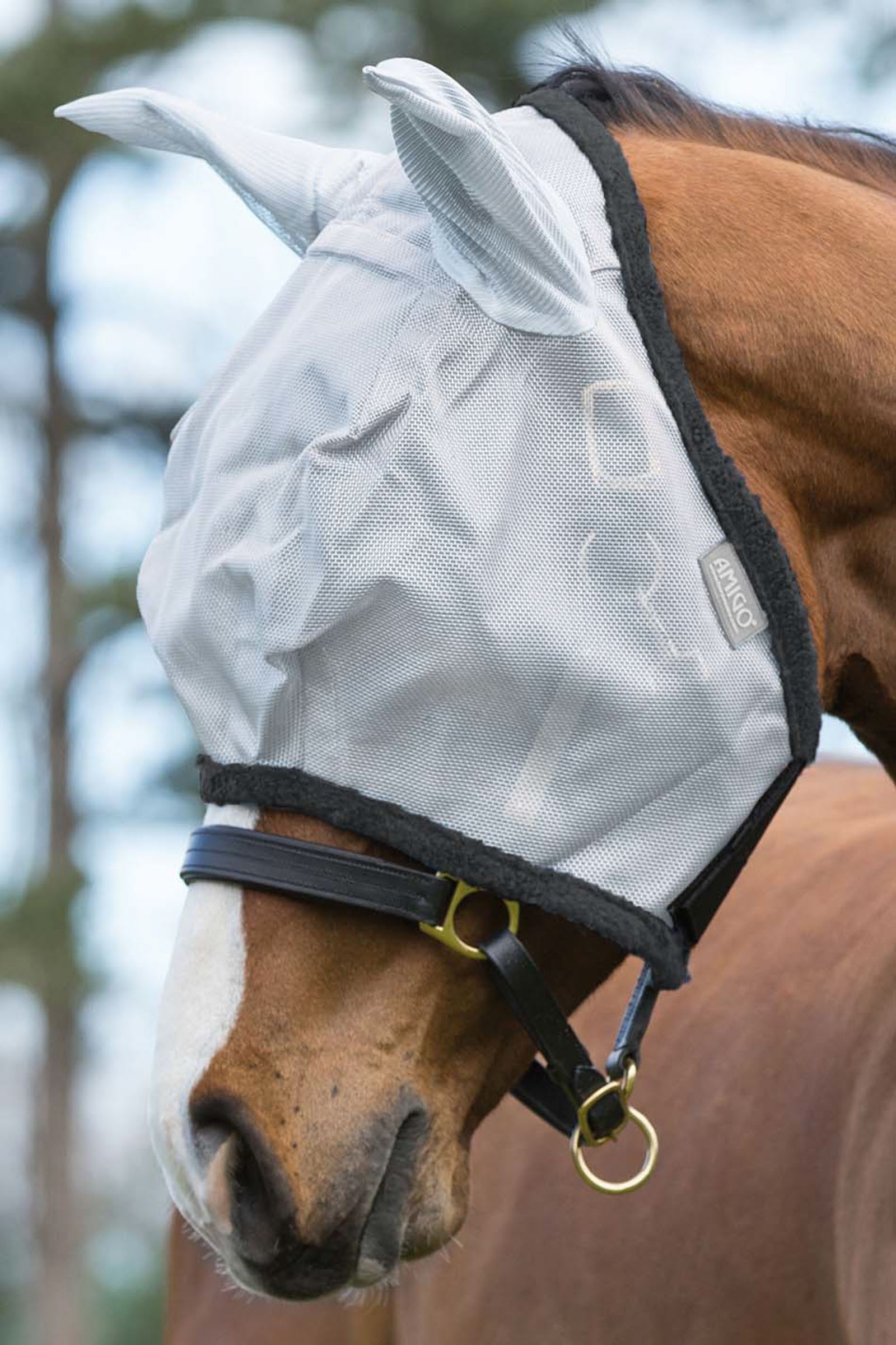 Silver/ Dark Grey Horseware Amigo Fly Mask