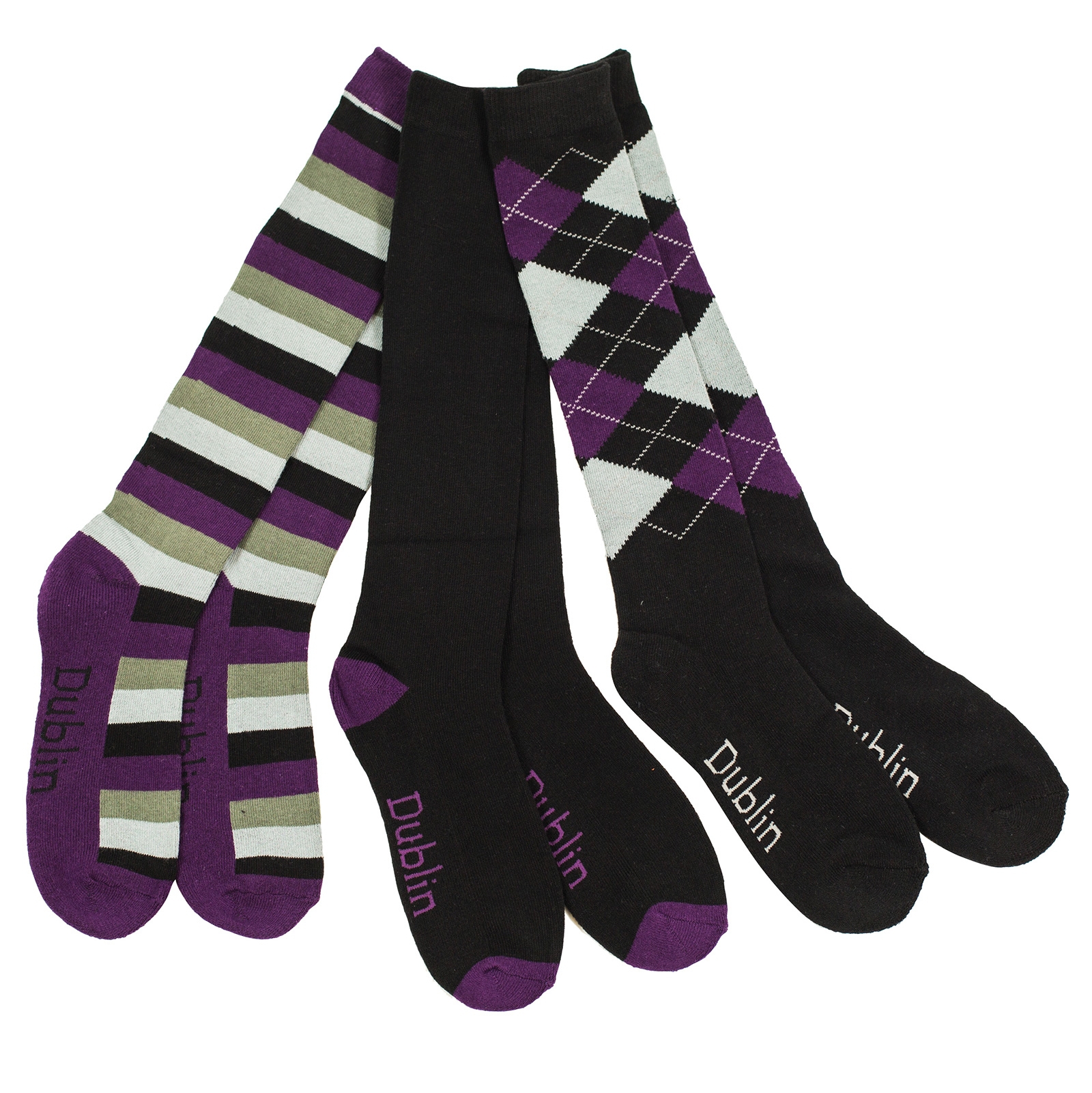 Black/Purple/Grey Dublin Socks 3 Pack/ 3 pattern
