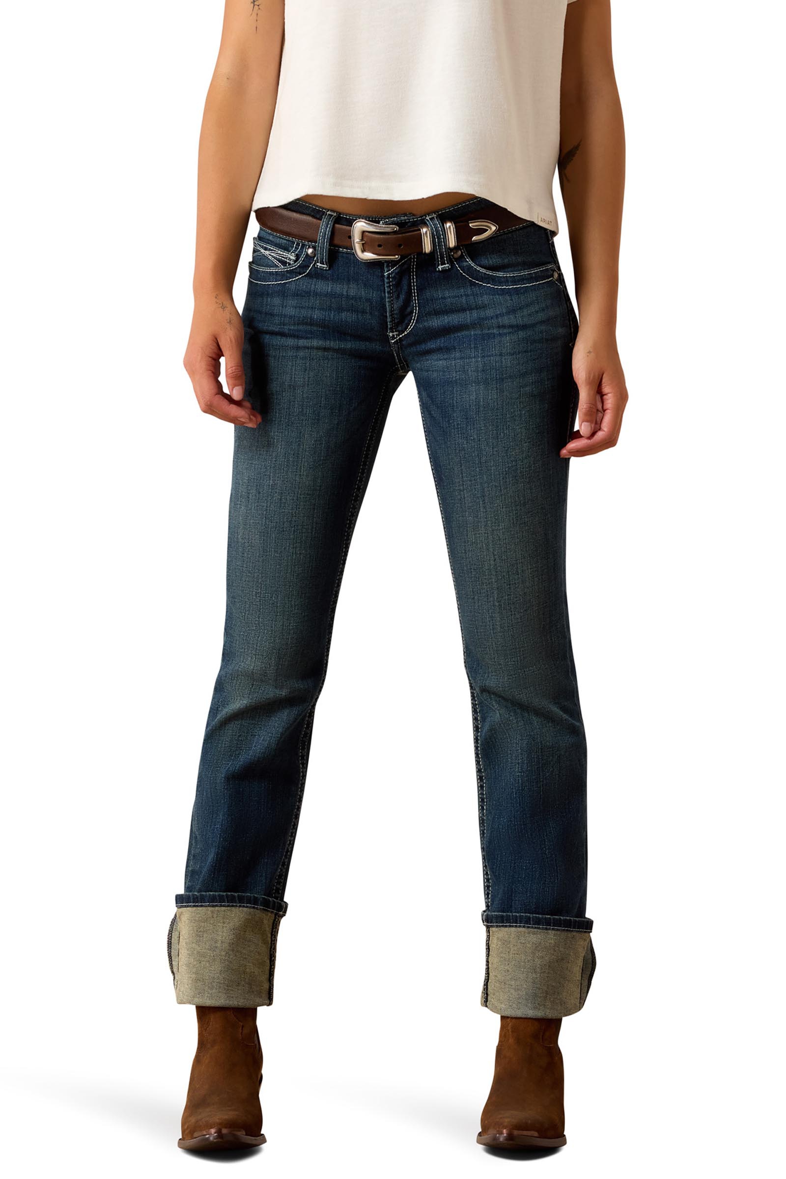 Ocean Ariat R.E.A.L. Mid Rise Stretch Icon Stackable Straight Leg Women's Jeans