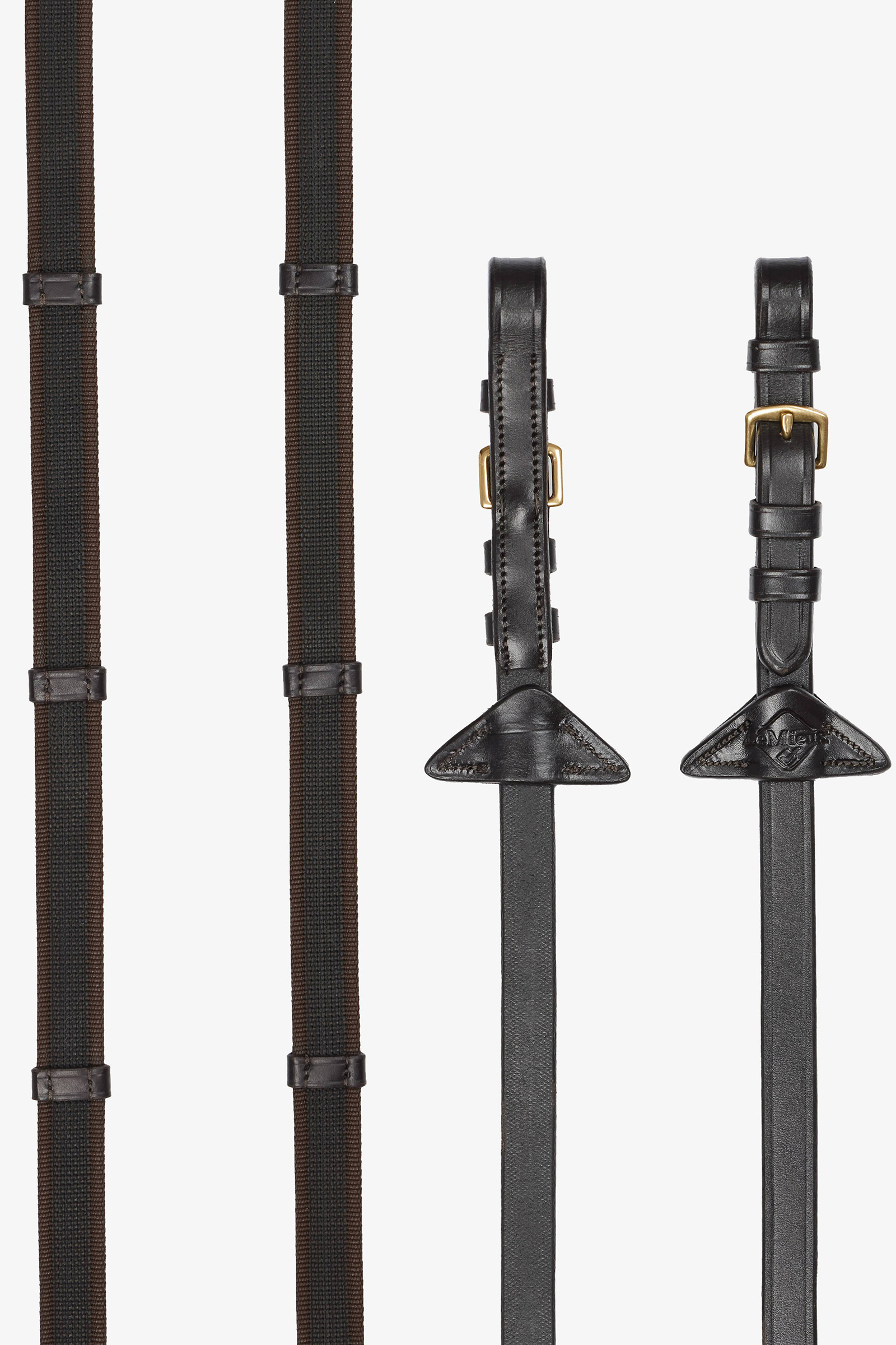 Brown/Brass LeMieux Rubber Grip Continental Reins