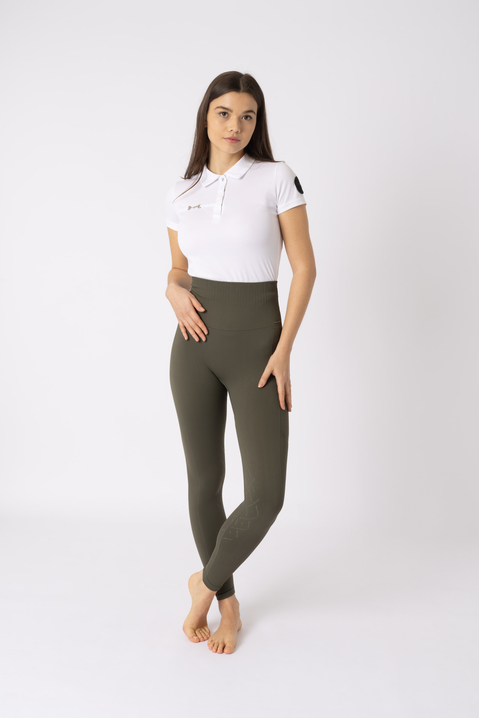 Horze Janine Women's seamless knee grip tights with phone pocket