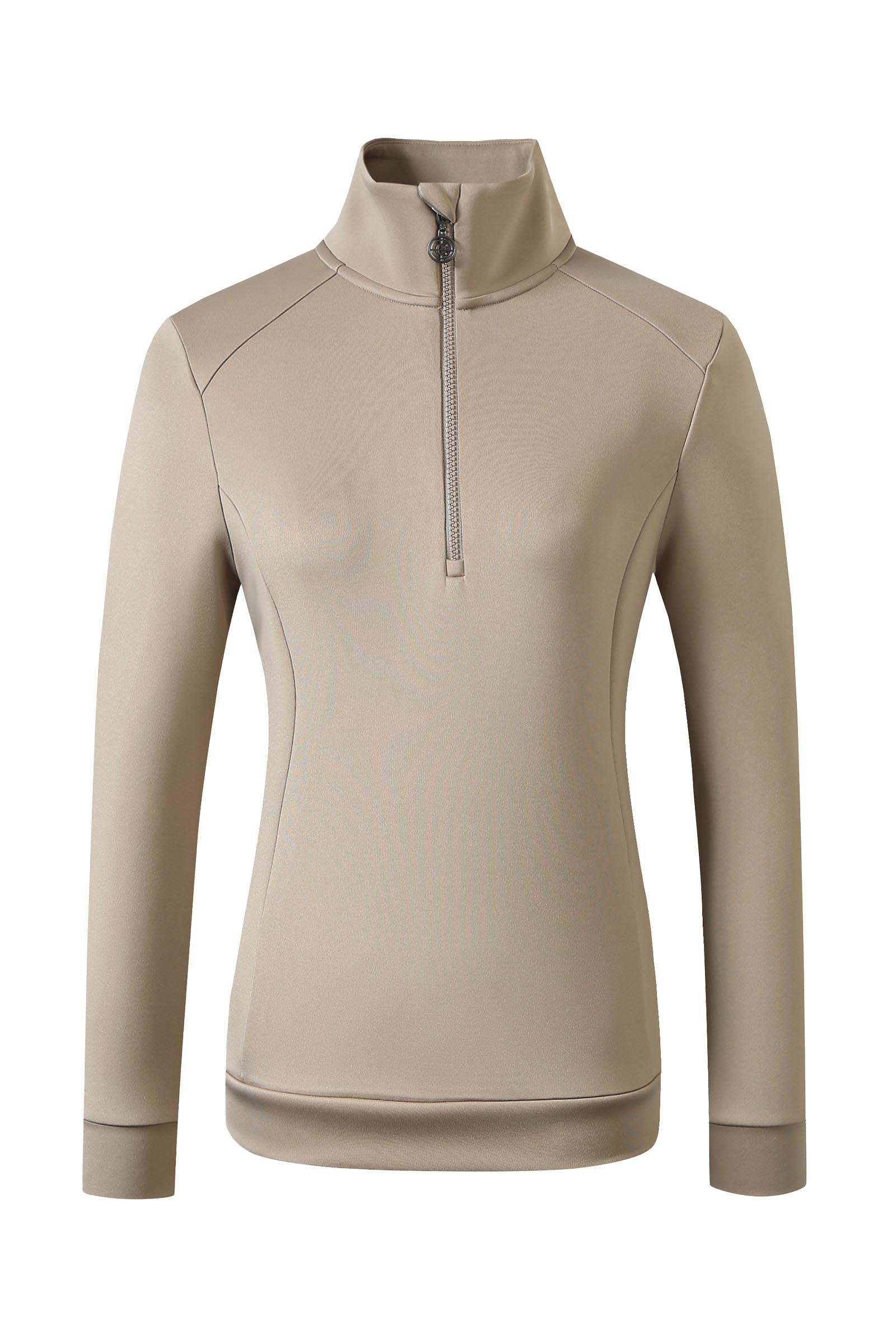 Beige Covalliero Women&acute;s Sweater With Half Zip SS25