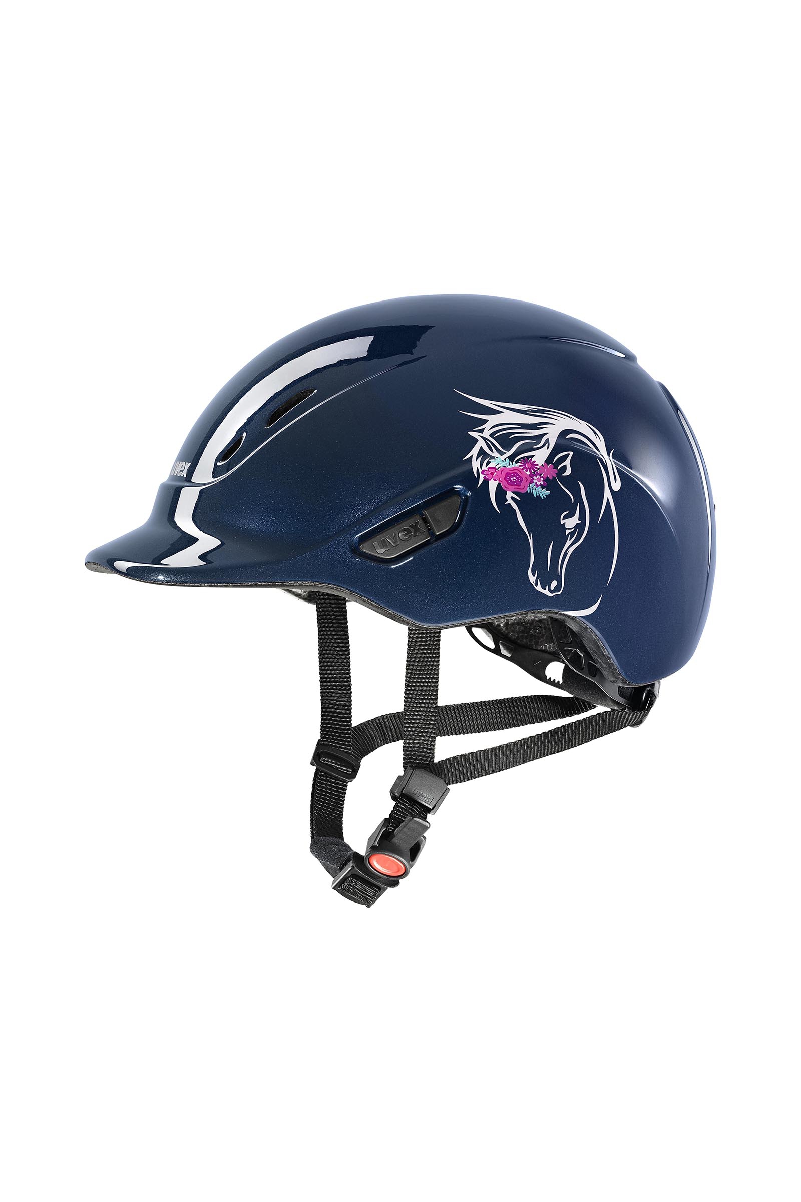flower pony navy shiny Uvex Kidoxx Dekor Kids&acute; Riding Helmet