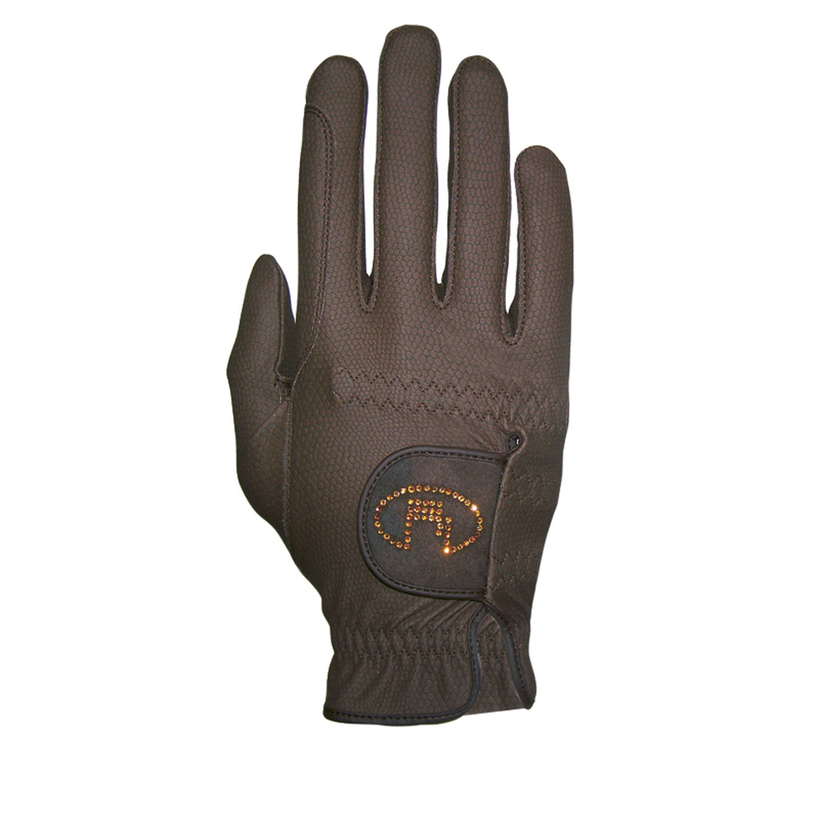 Dark Brown Roeckl Lisboa Ladies Roeck grip Swarovski riding gloves