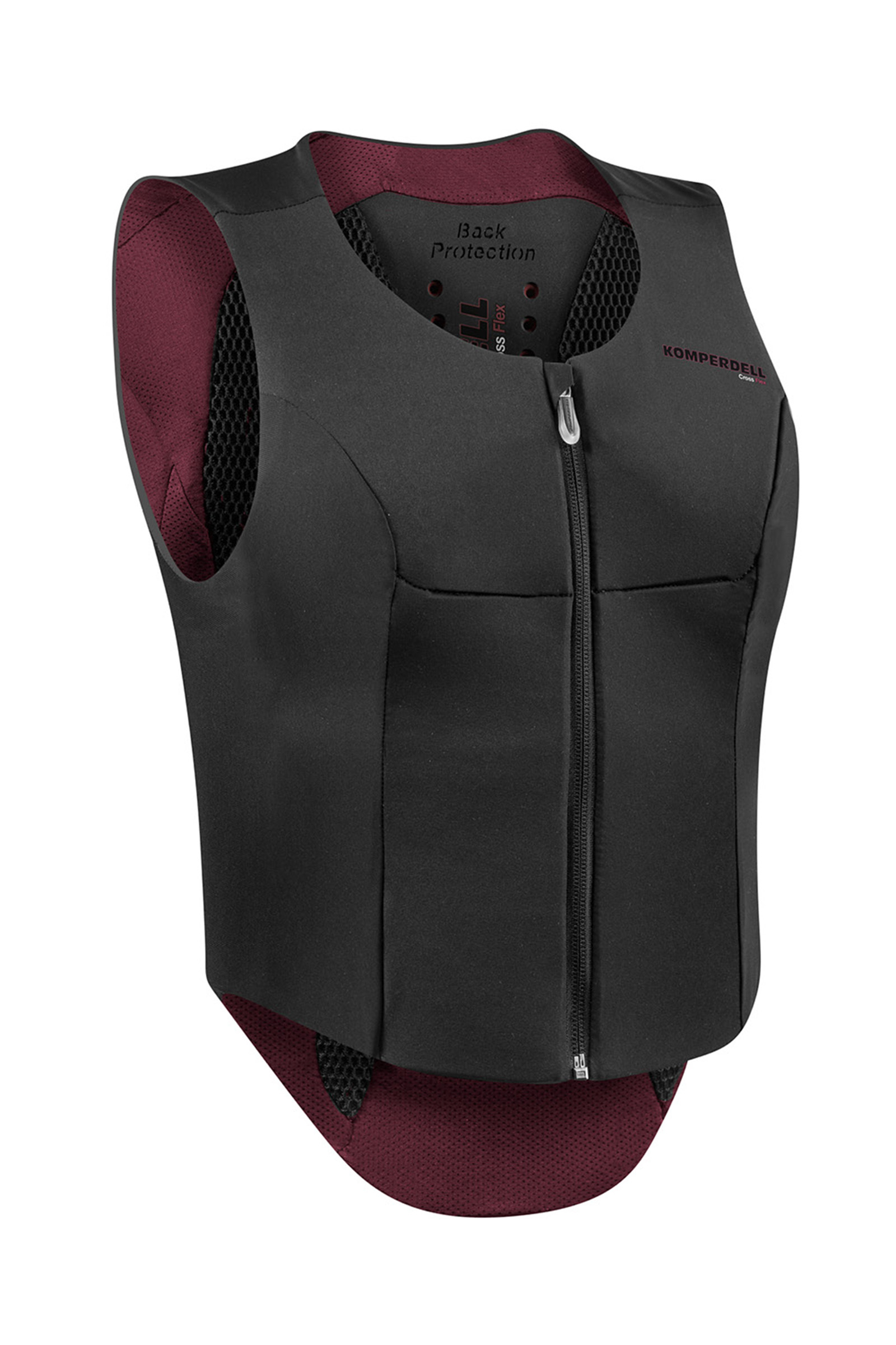 Black/Dark Red Komperdell FlexFit Ballistic Vest With Back Protector, Slim