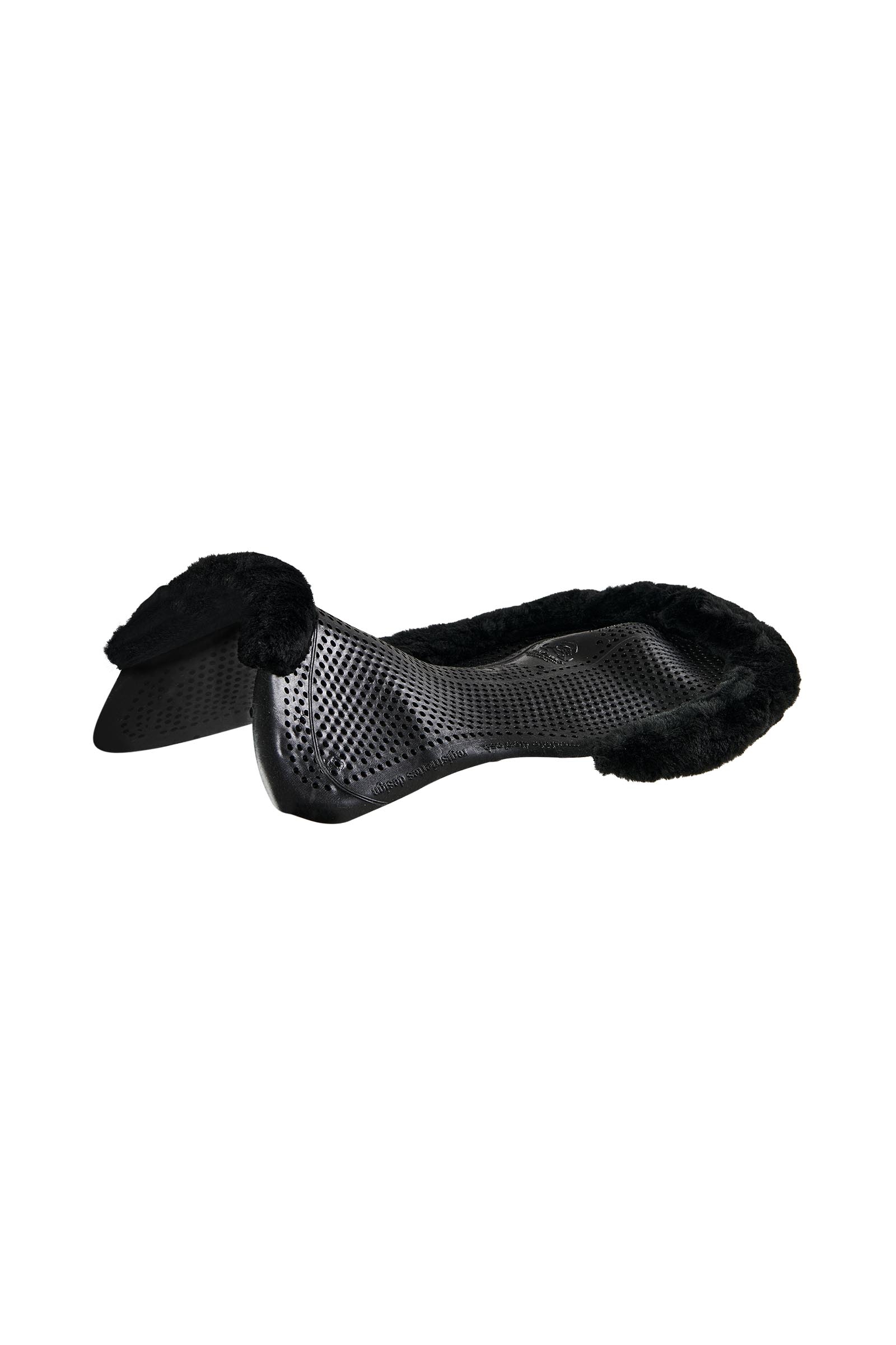 Black/Black Acavallo Gel Non Slip Classic With Faux Sheepskin Cut-Out Flat