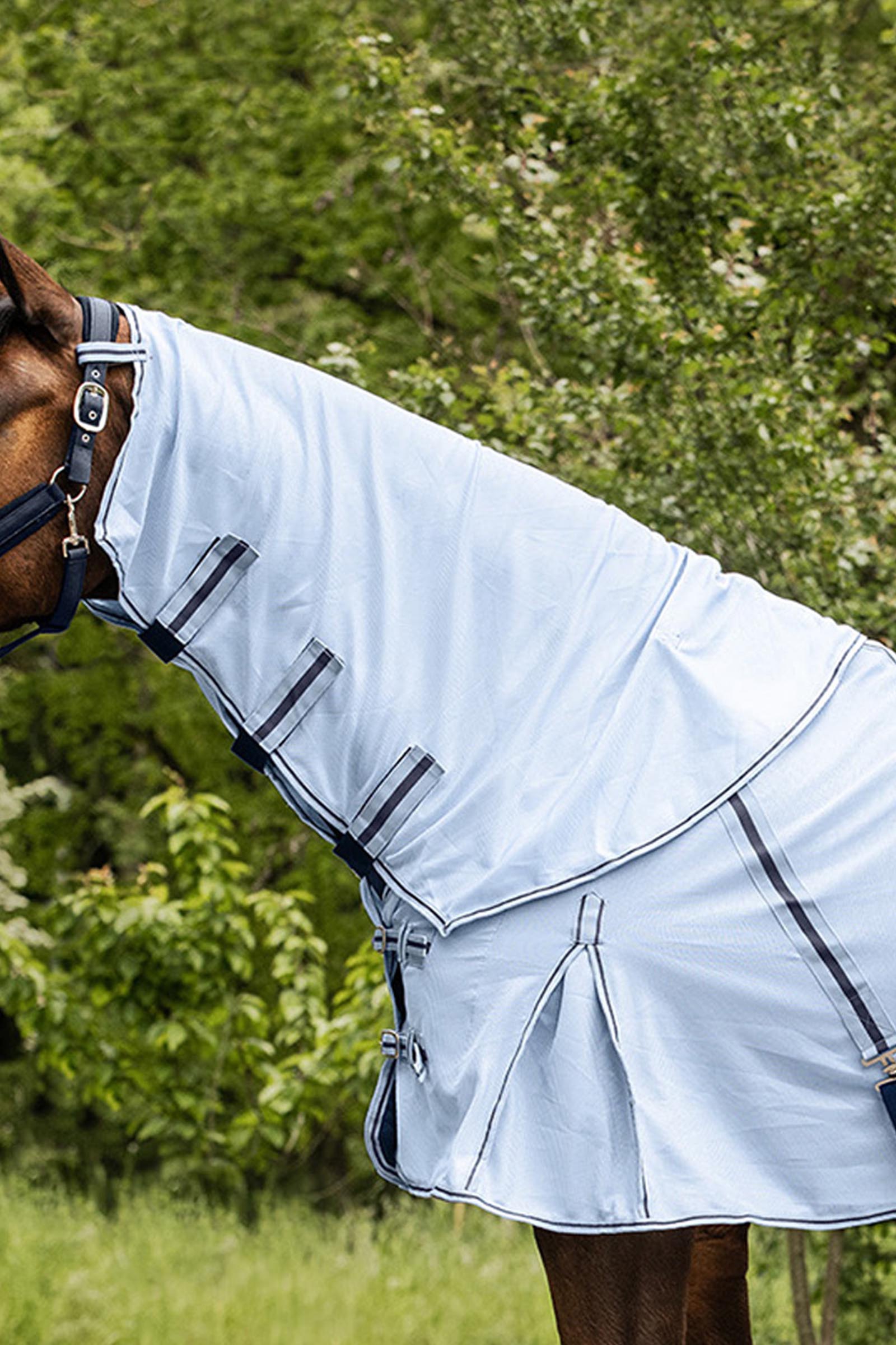 Light Blue/Darkblue Waldhausen Protect Neck Fly Rug With UV-Protection