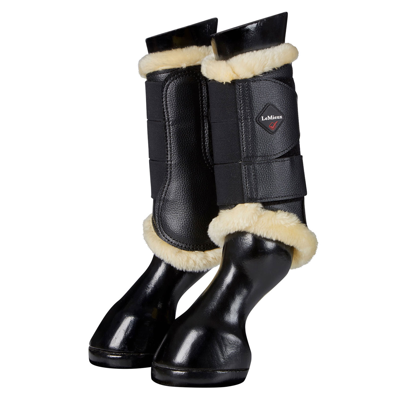 Black/Natural LeMieux Fleece Lined Brushing Boot
