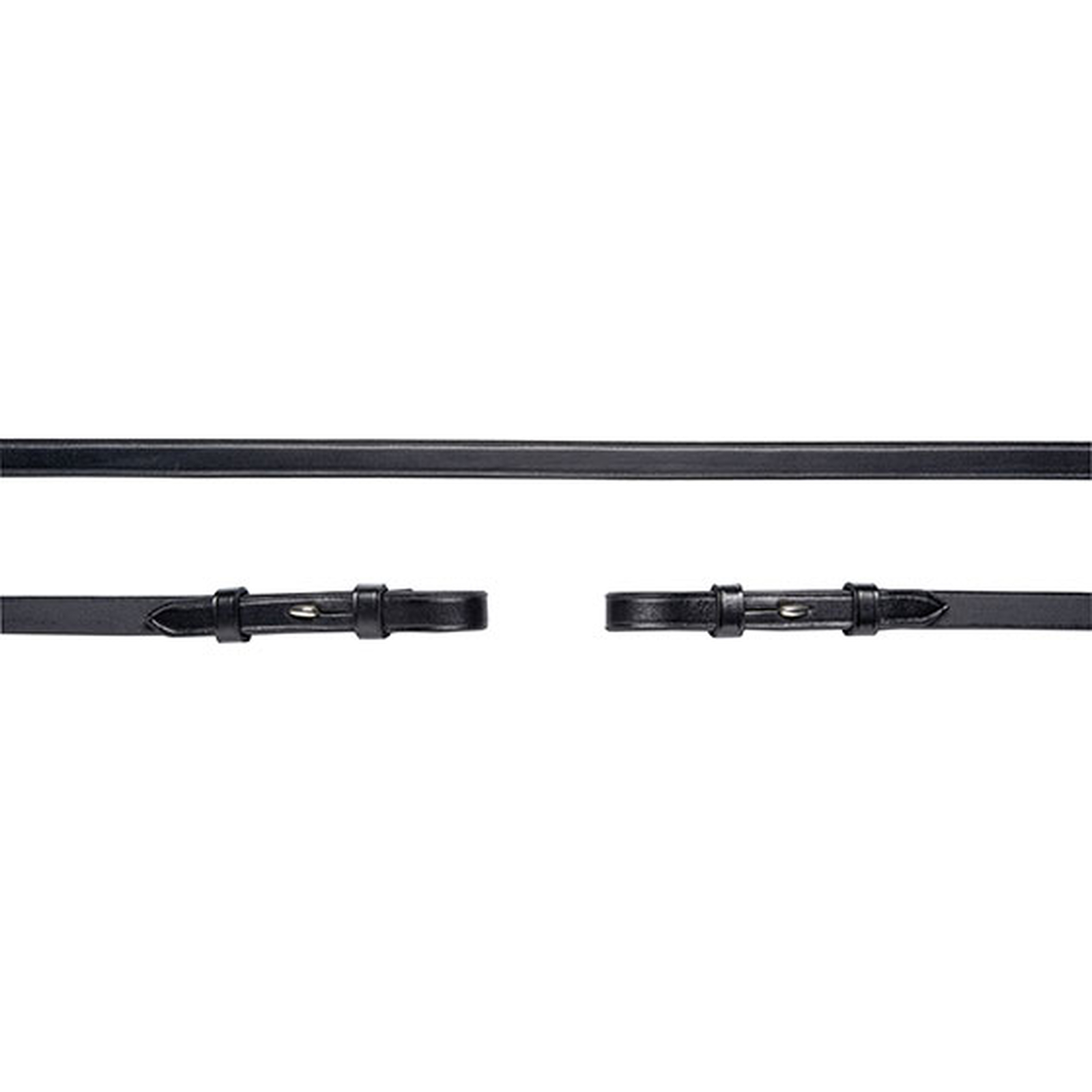 Black/Silver Schockem&ouml;hle Sports Double bridle reins, 13mm,stud hook,no stops