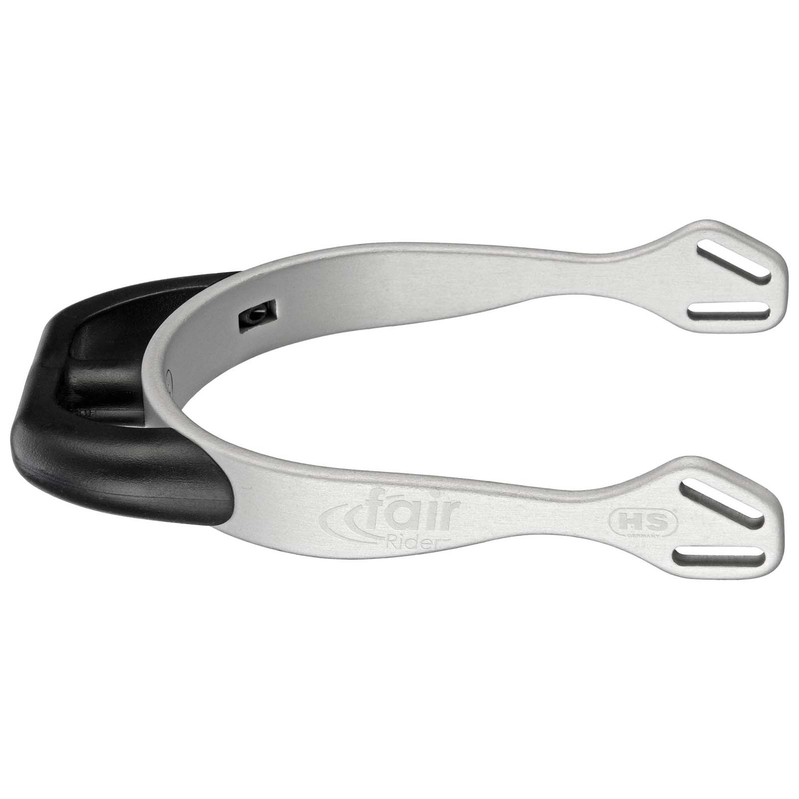 Silver/Black Sprenger FairRider Aluminium Spurs with Flat Neck 20mm