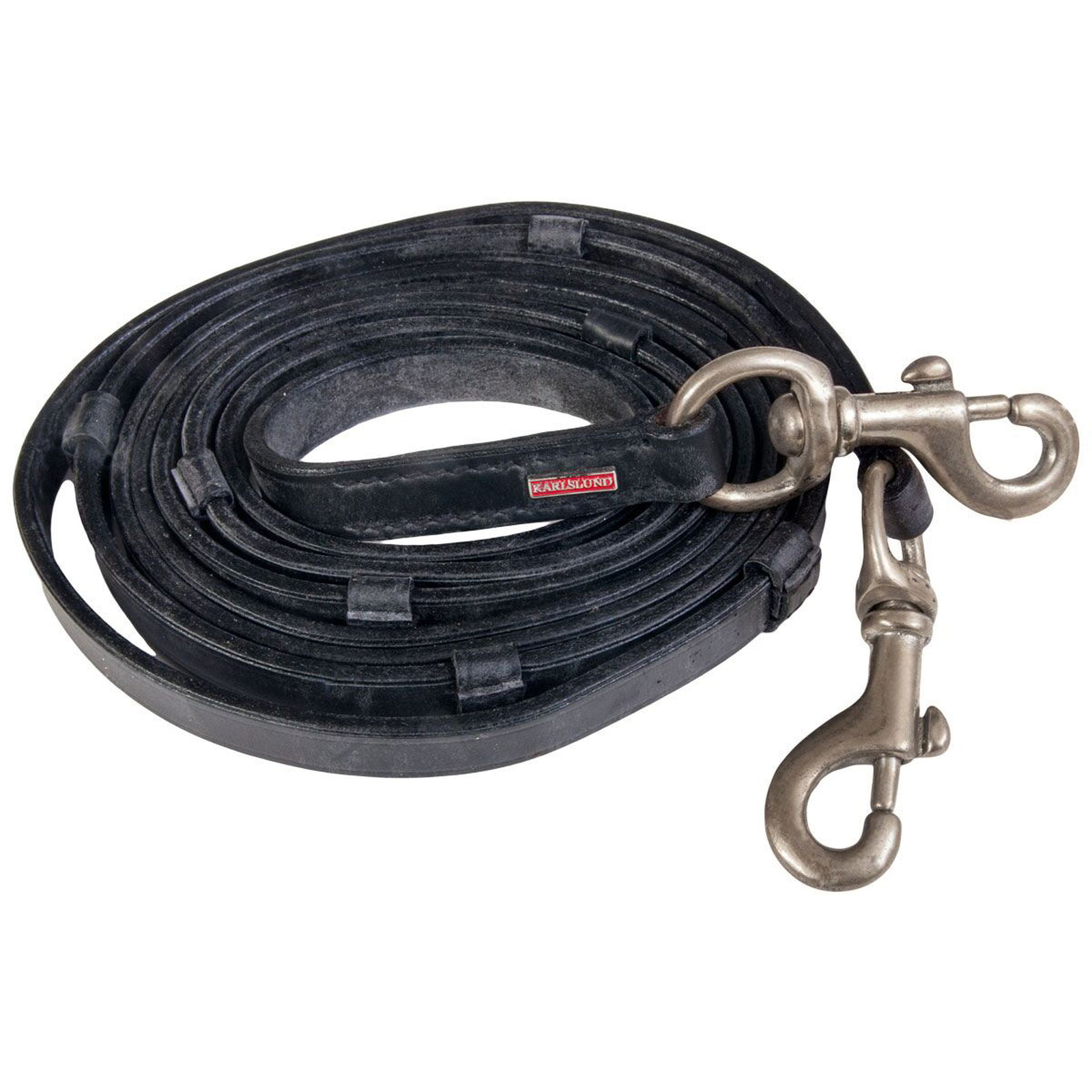 Black/Chrome Karlslund Leather reins