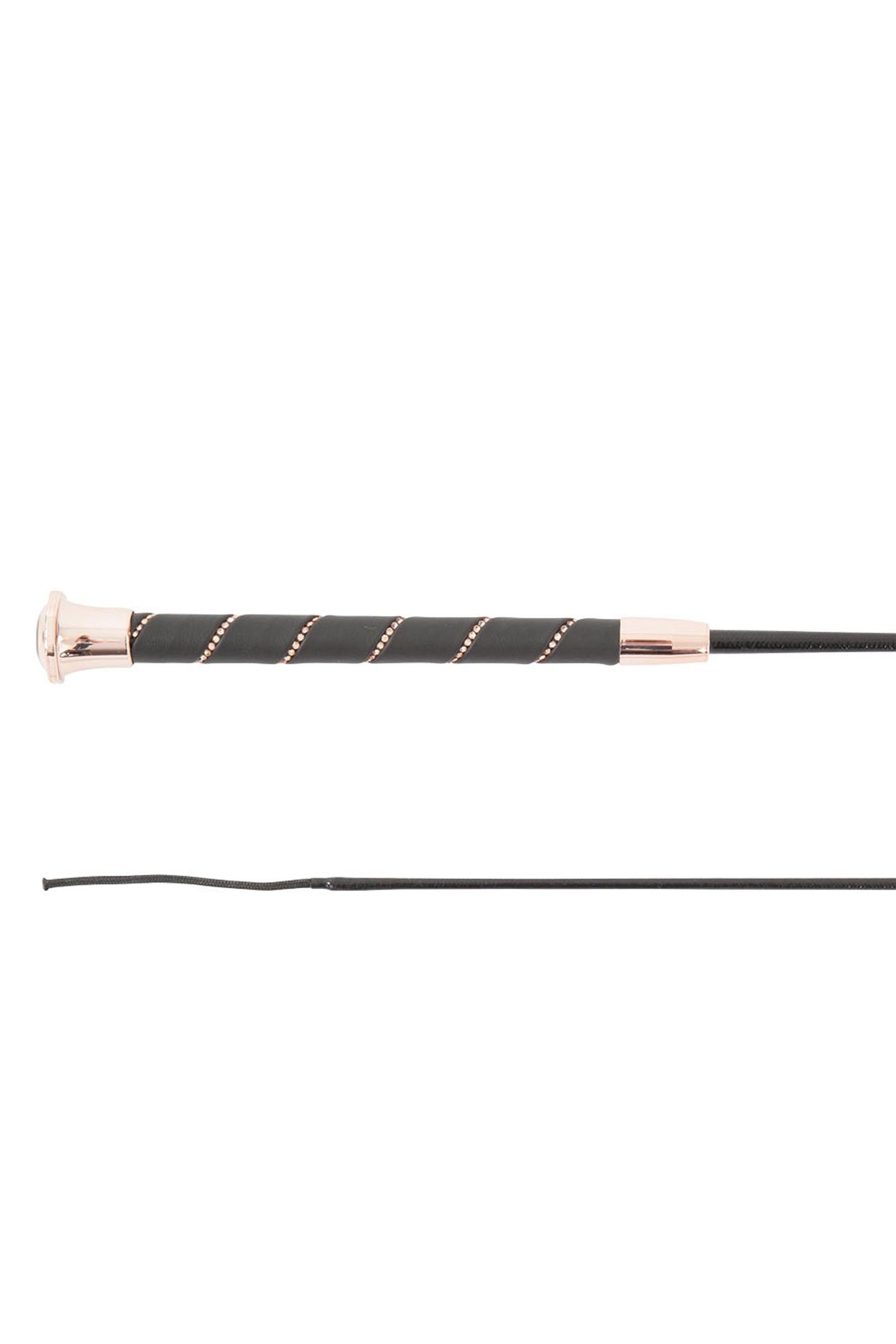 Black/Rose gold BR Orion Dressage Whip With Glittery Handle