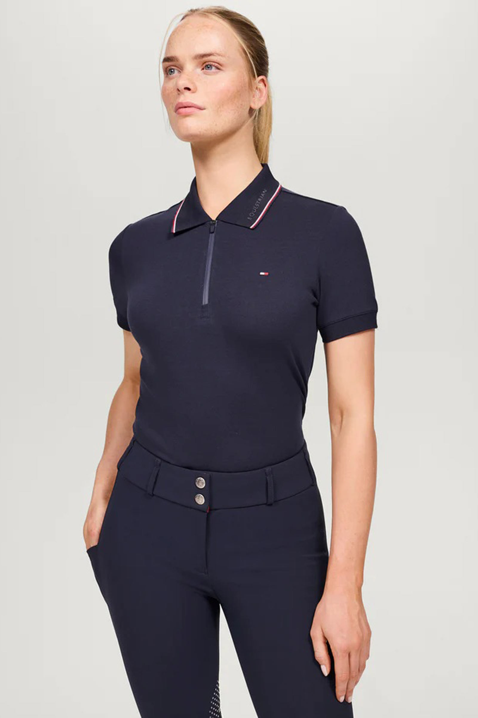 DESERT SKY Tommy Hilfiger Equestrian Camden Women&acute;s Zip Polo Shirt