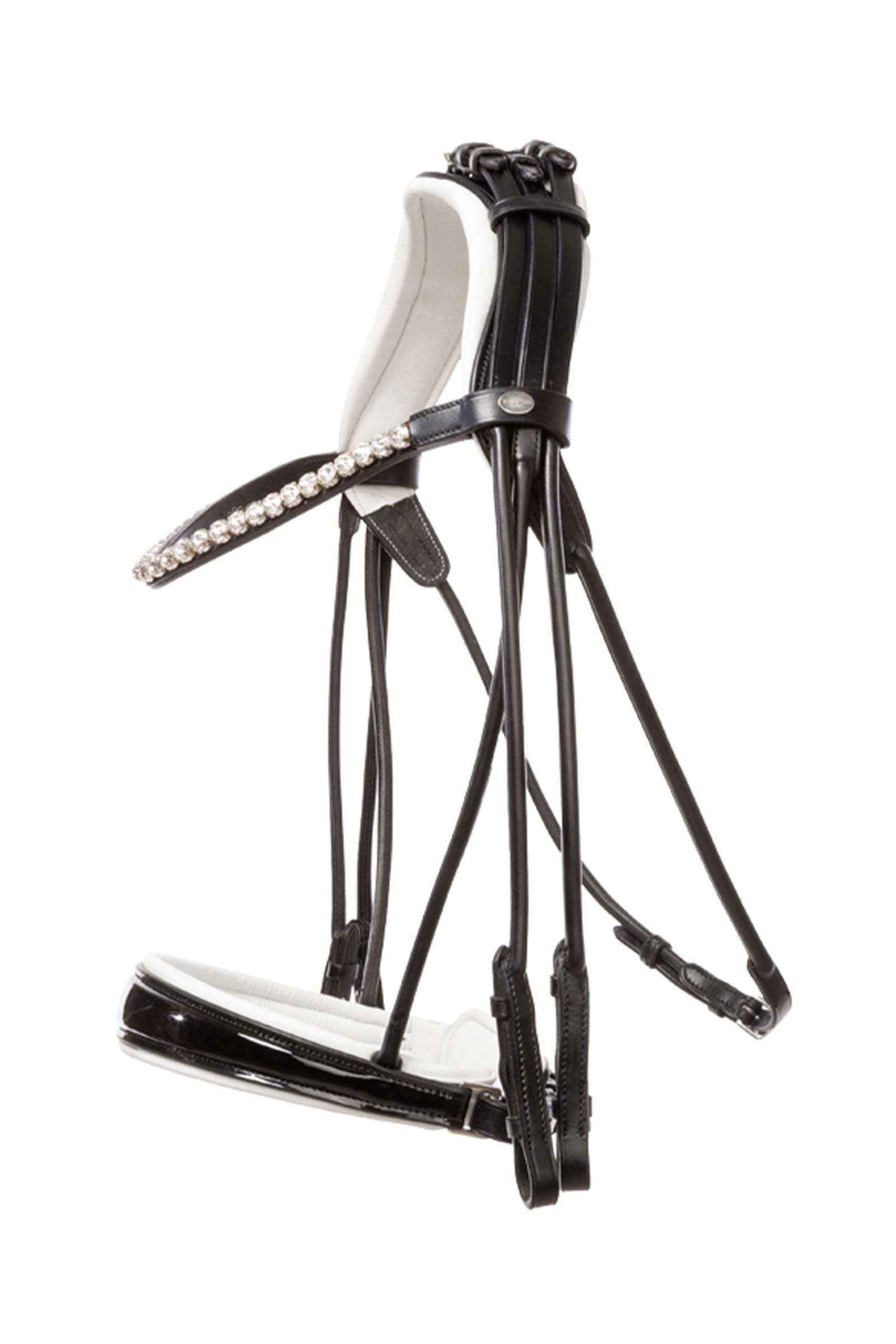 Black-Patent/White Kavalkade Fleur Double Bridle