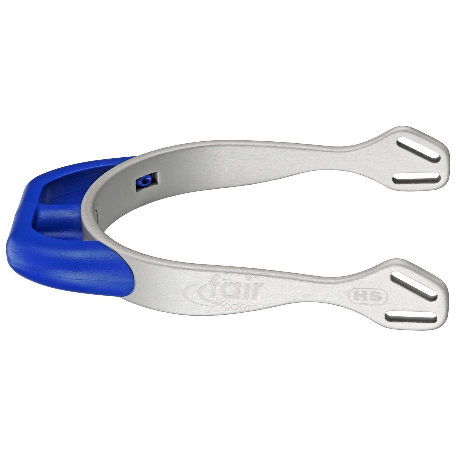 Silver/Blue Sprenger FairRider Aluminium Spurs with Flat Neck 20mm