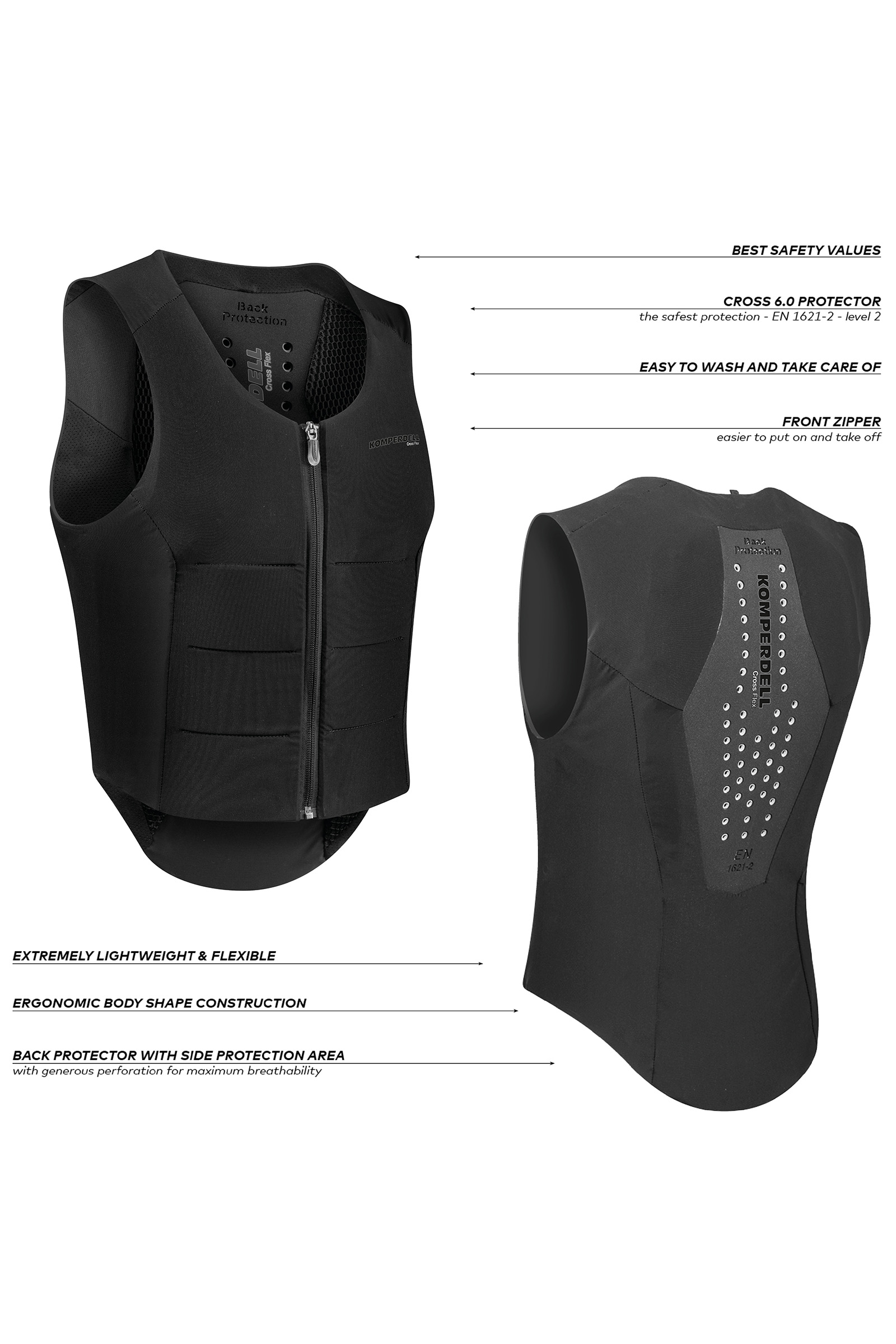 Komperdell FlexFit Ballistic Vest With Back Protector, Regular