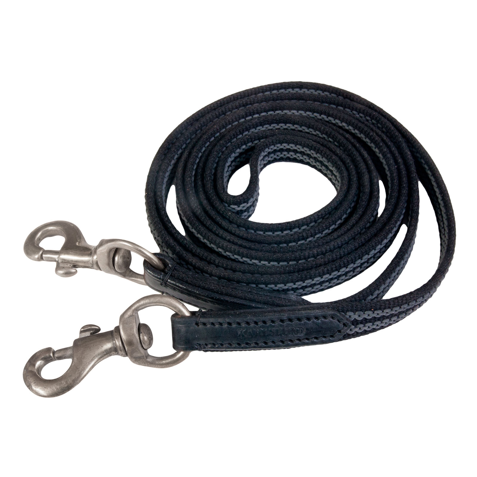 Black/Grey/Chrome Karlslund Woven rubber reins