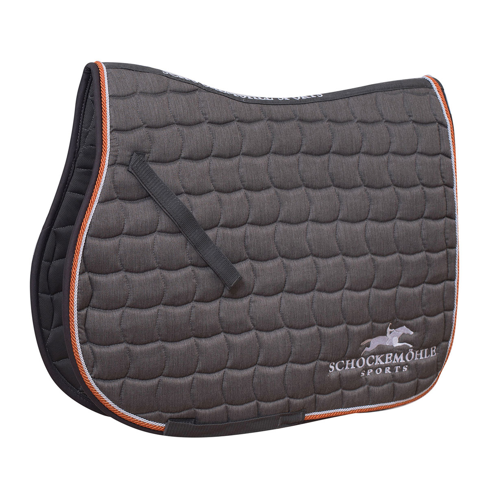 Grey Melange/Orange Schockemöhle Sports Dynamite SL, Saddle pad Jumping with logo