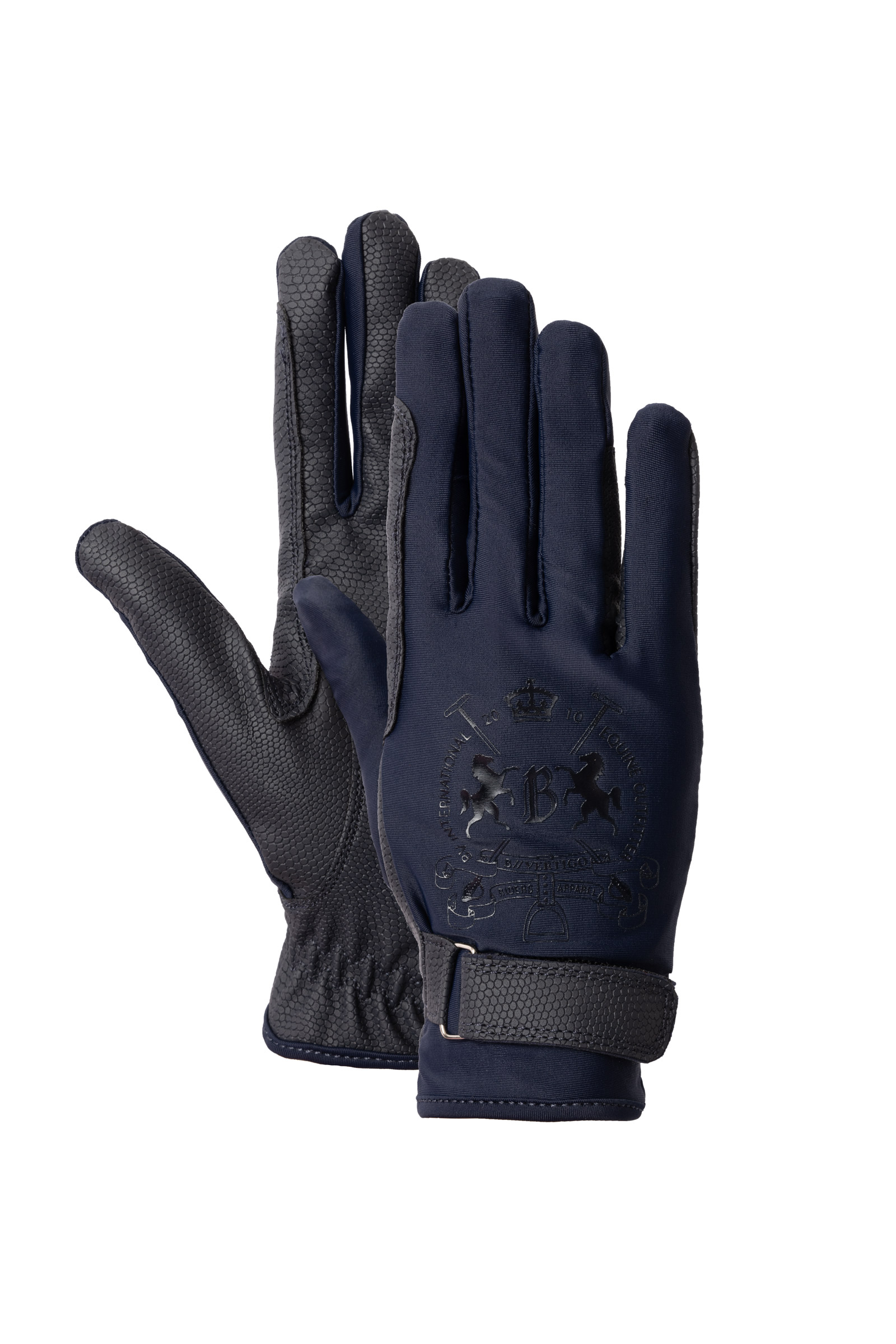 Dark Navy B Vertigo Laia Women's Riding Gloves with Logo Print