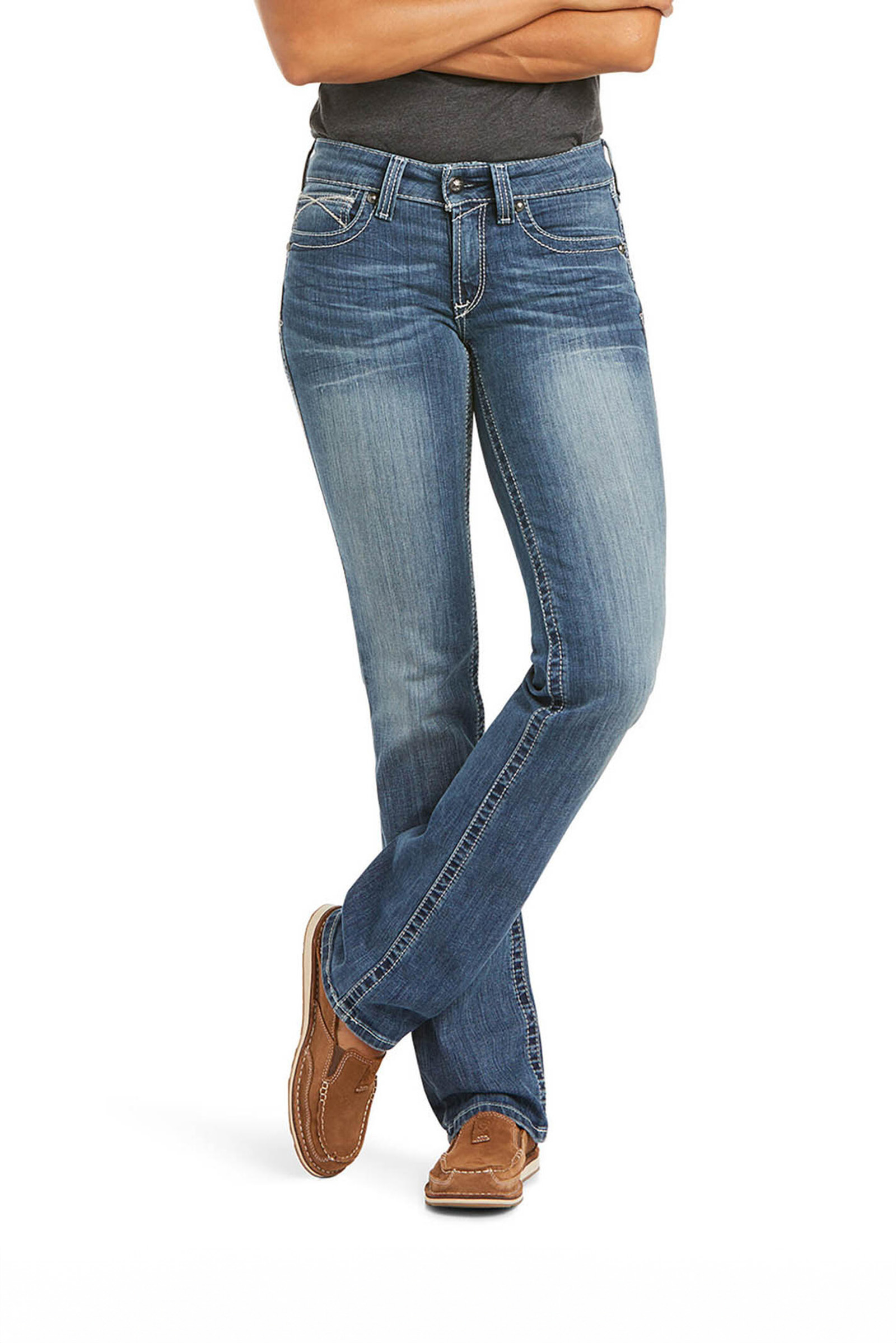 Ariat R.E.A.L. Mid Rise Stretch Icon Stackable Straight Leg Jeans