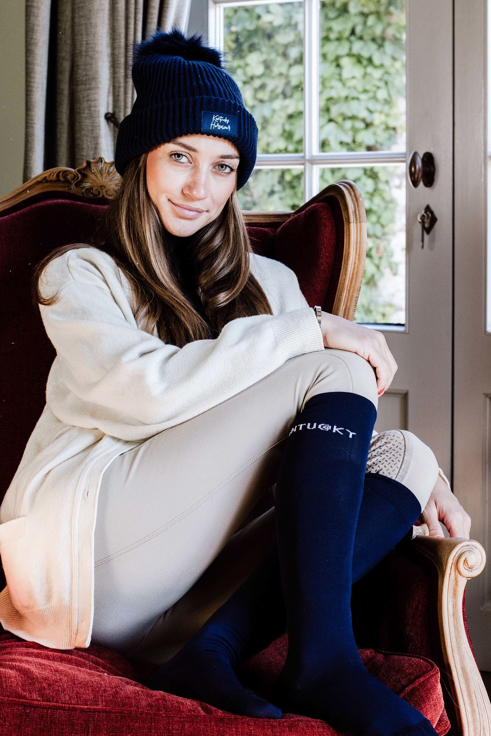 Dark Blue Kentucky Horsewear Pompom Beanie