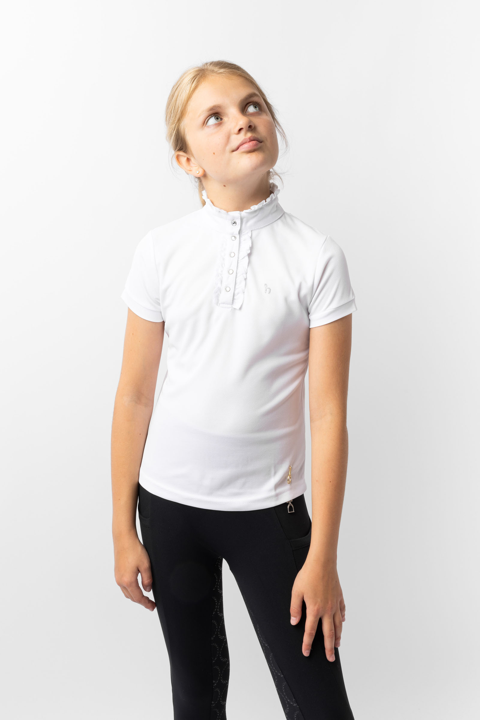 Horze Christel Kids Short Sleeve Ruffle Show Shirt