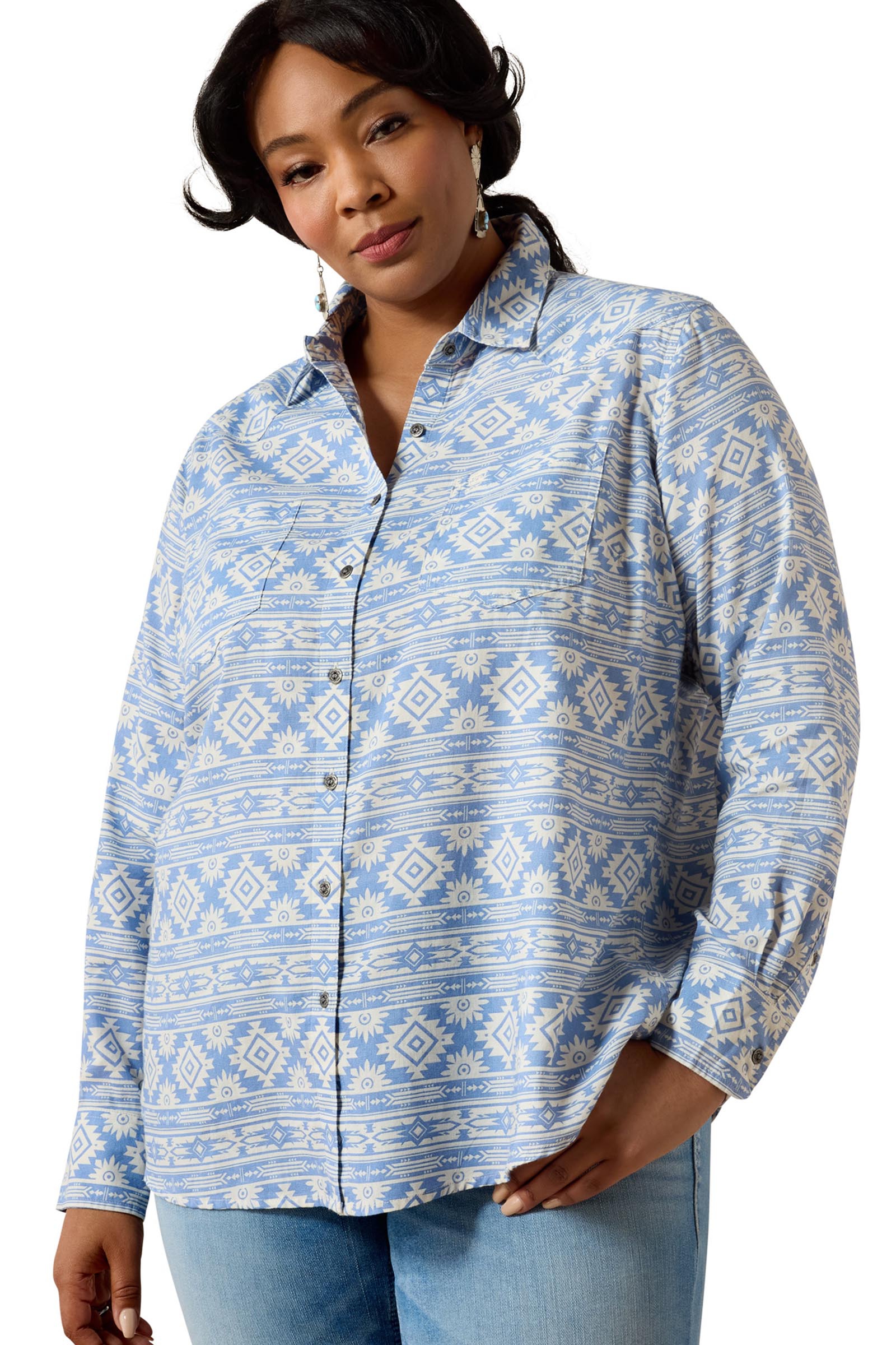 Ashleigh Blue Crystal Southwes Ariat Billie Jean Women's Long Sleeve Shirt