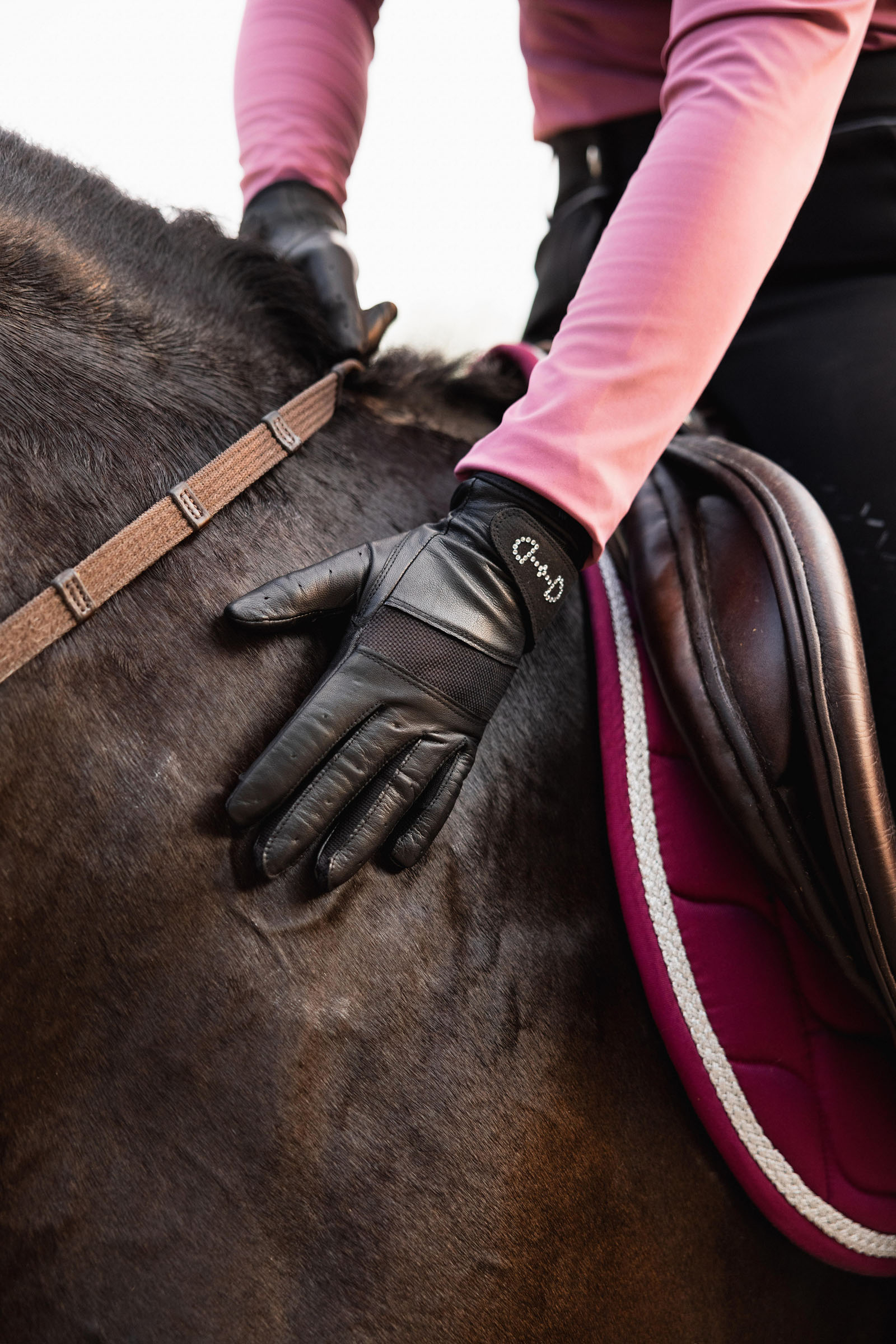 Horze Women's Leather Mesh Riding Gloves