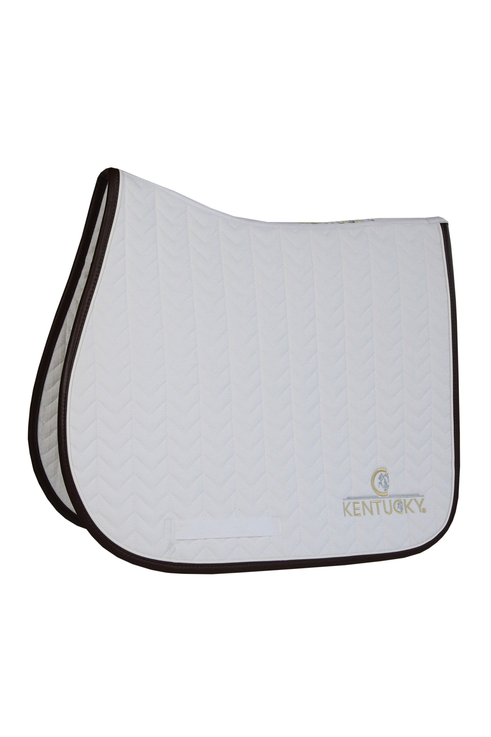 WH/AB Kentucky Horsewear Saddle Pad Leather Fishbone Jumping